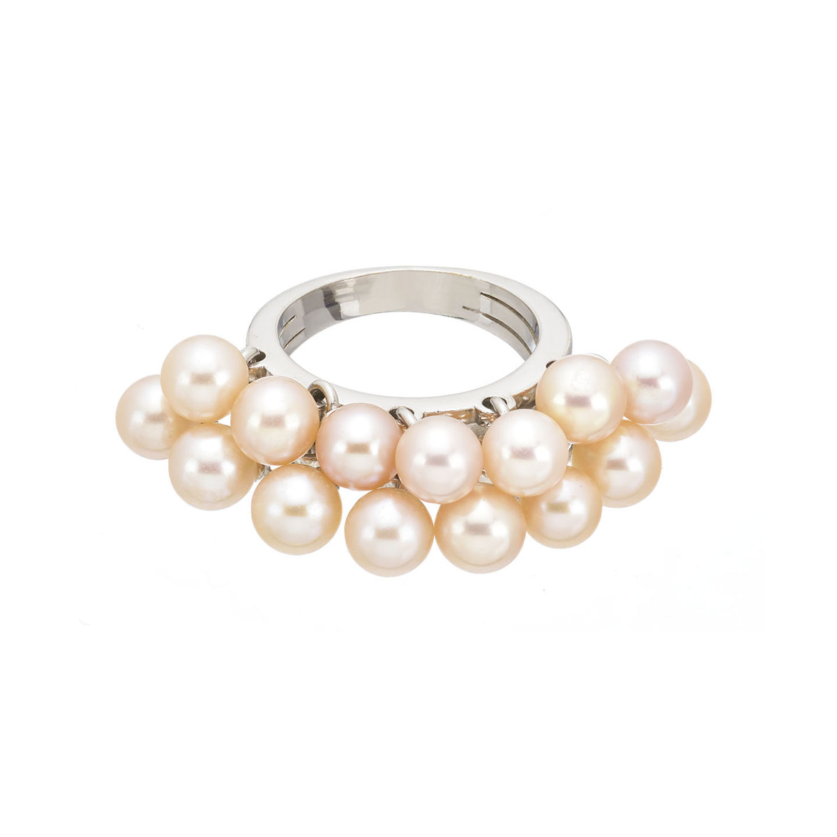 RING WITH PEARLS K18 WHITE GOLD