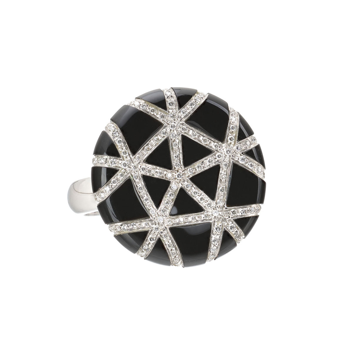 DIAMOND RING WITH SEMI-PRECIOUS STONE K18 WHITE GOLD