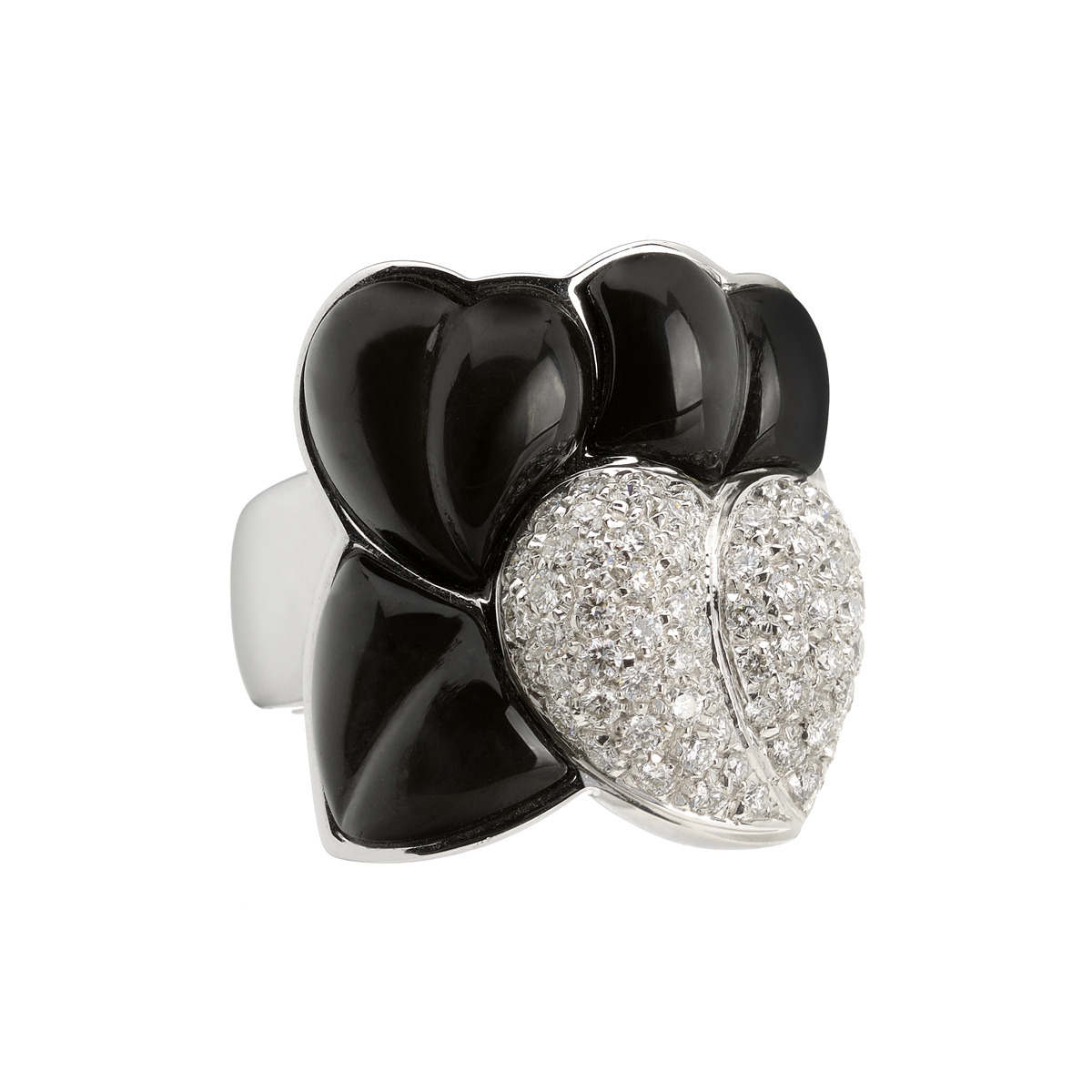 K18 WHITE GOLD DIAMOND RING WITH BLACK MOTHER OF PEARL