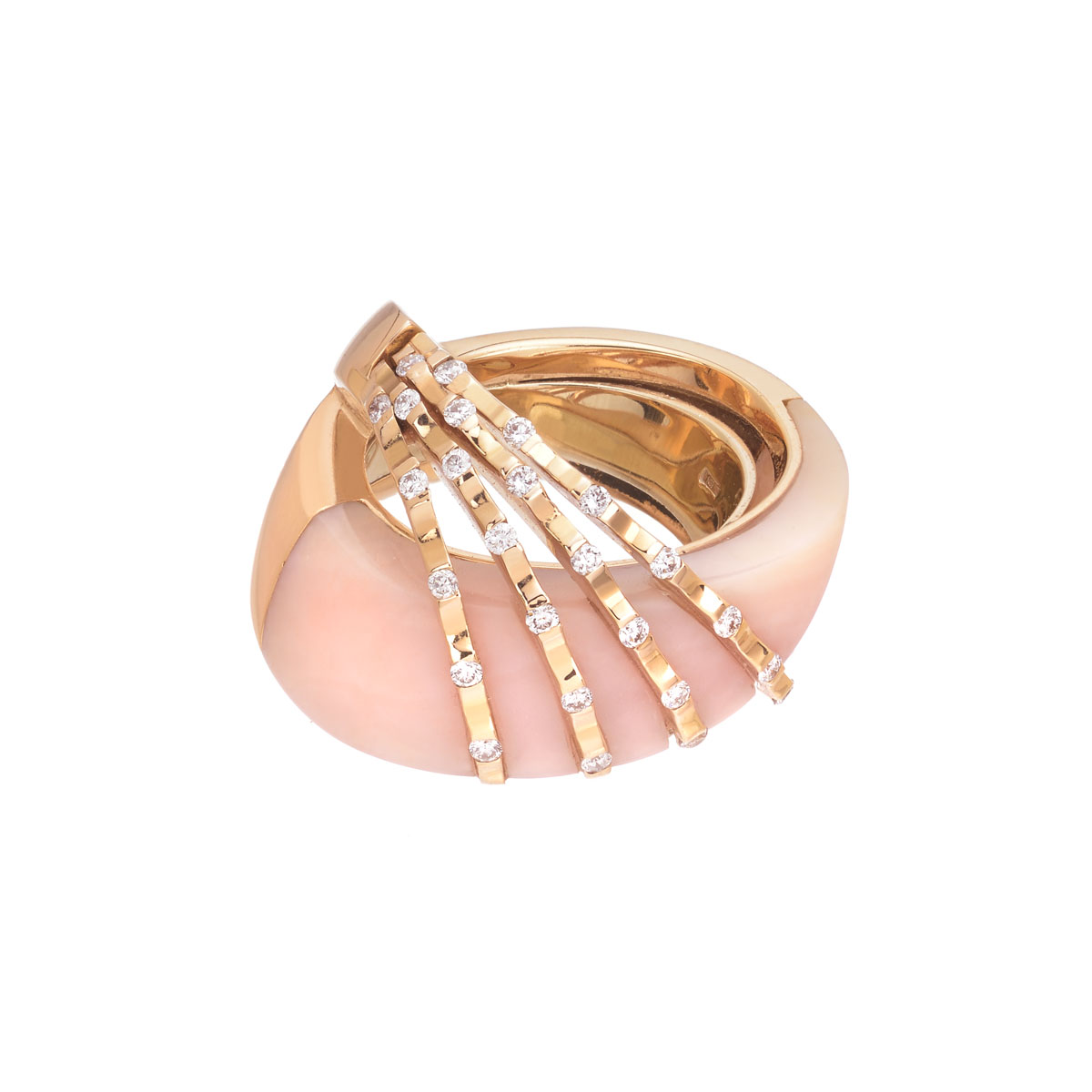 DIAMOND RING WITH SEMI-PRECIOUS STONE K18 ROSE GOLD