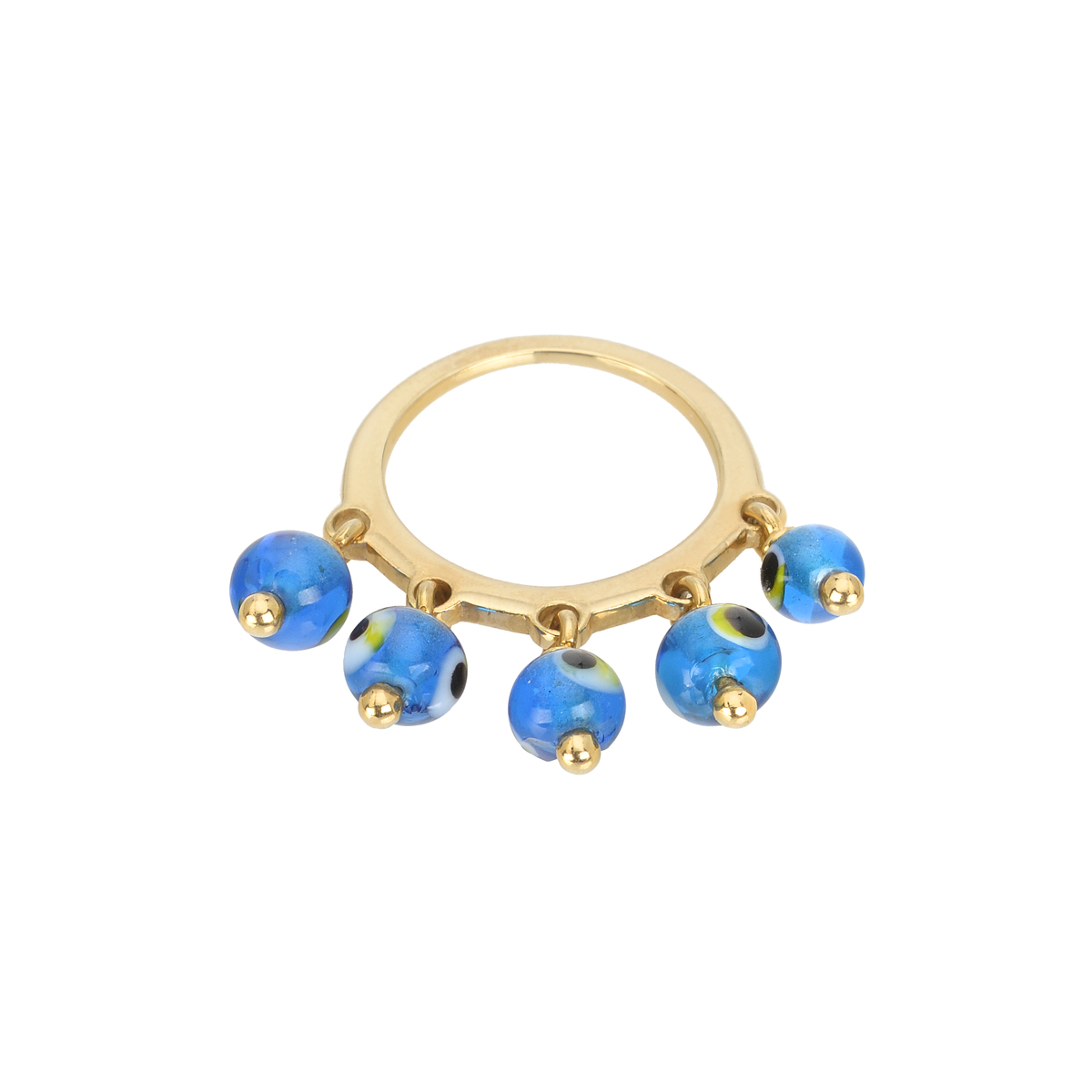YELLOW GOLD RING WITH 5 EYES
