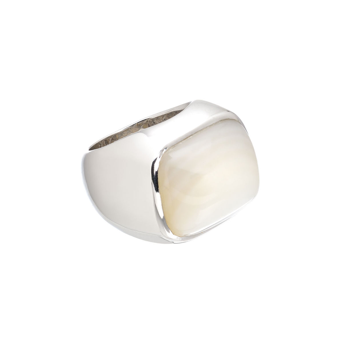 RING WITH MOTHER OF PEARL K18 WHITE GOLD