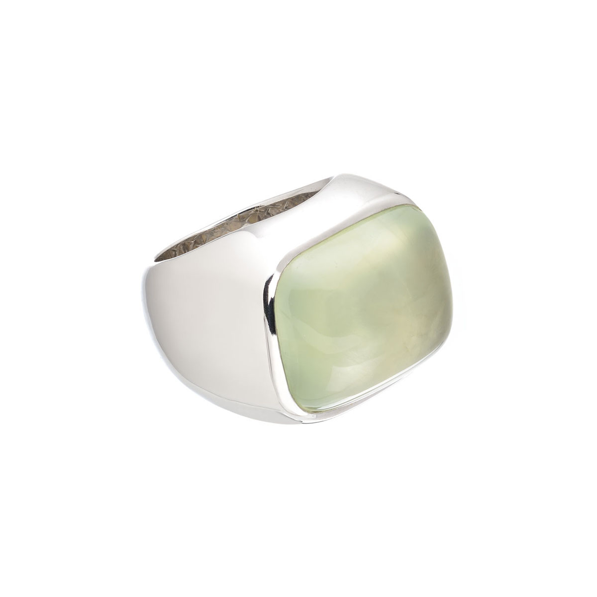 RING WITH SEMI-PRECIOUS STONE K18 WHITE GOLD