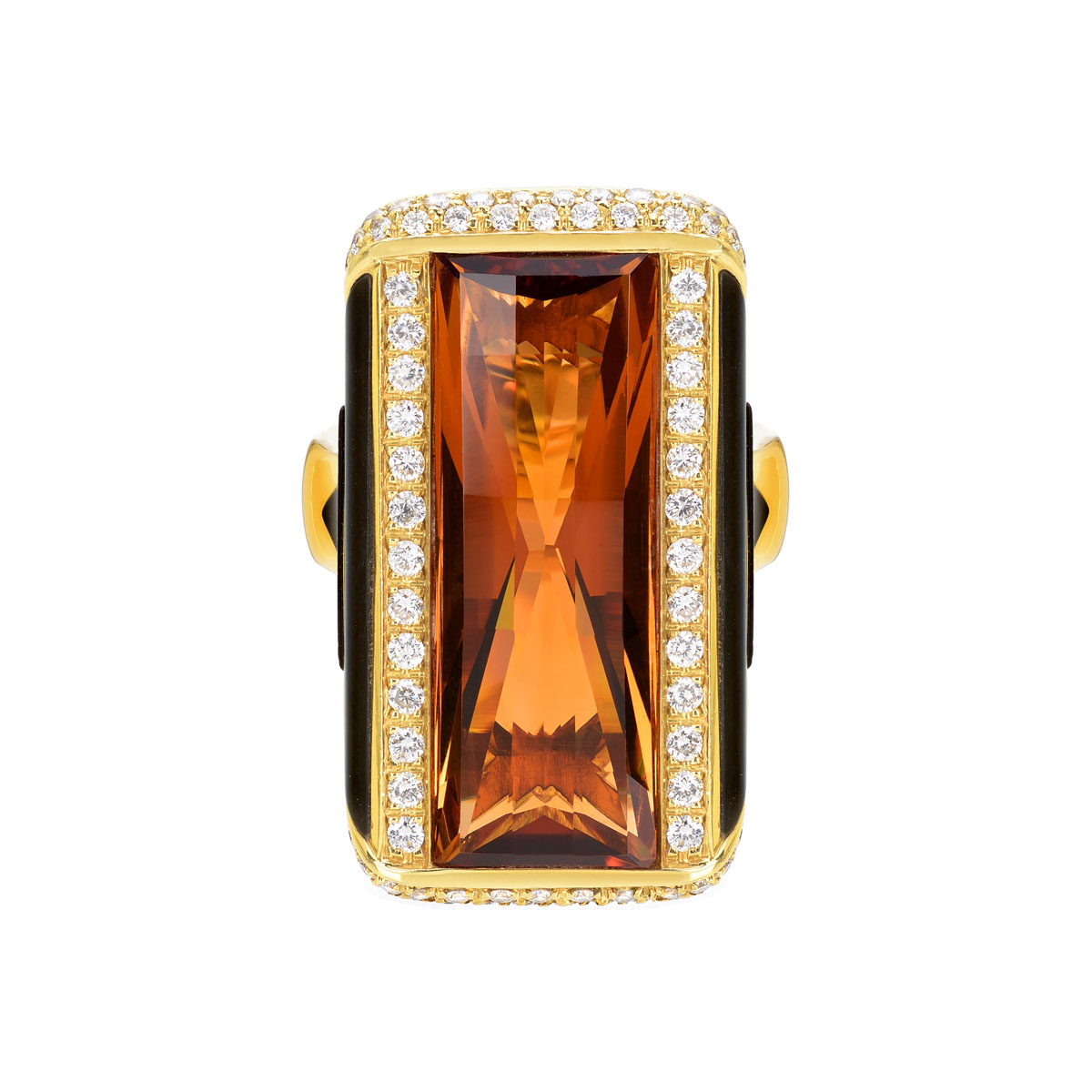 DIAMOND RING WITH SEMI-PRECIOUS STONES 18K YELLOW GOLD