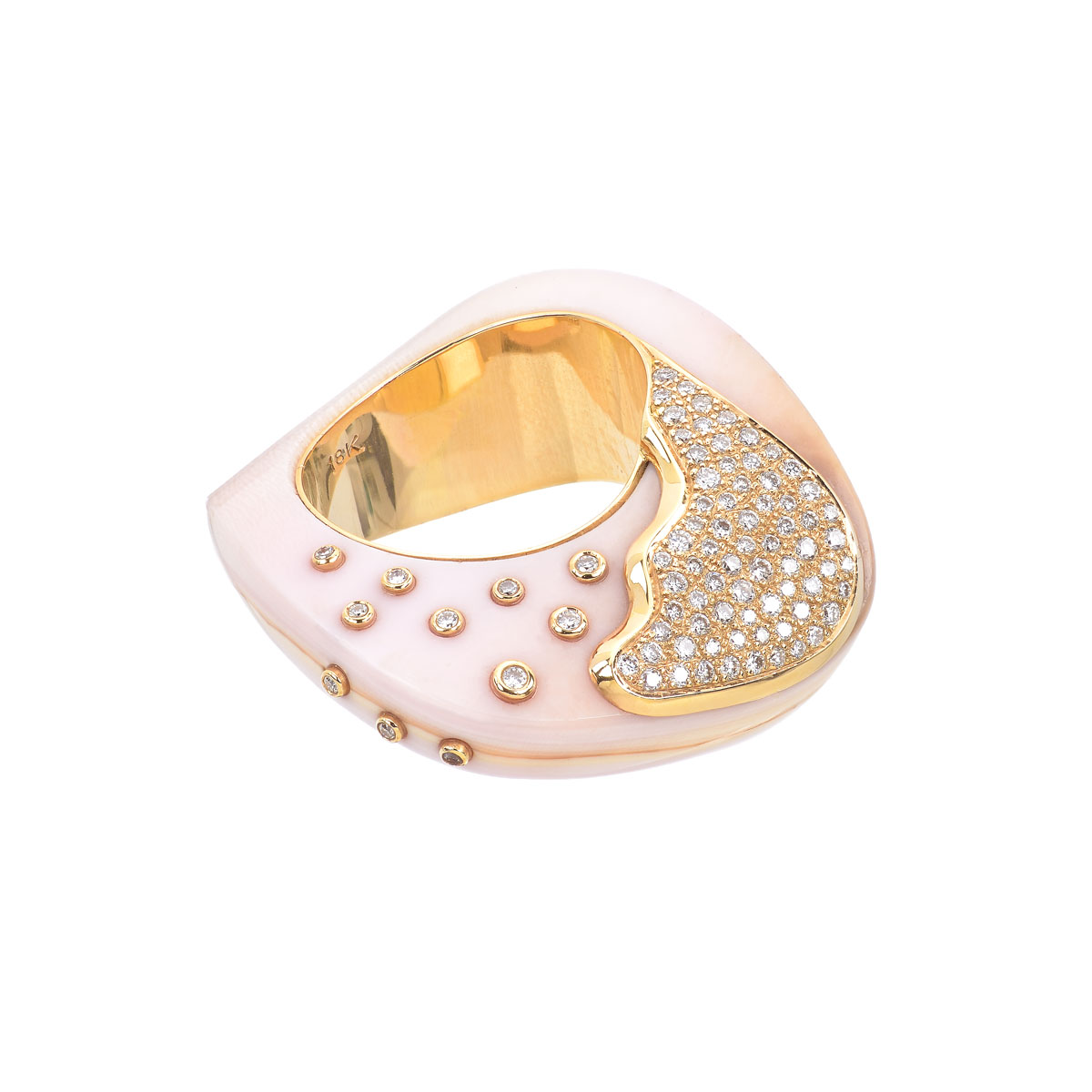 DIAMOND RING WITH SEMI-PRECIOUS STONE 18K ROSE GOLD
