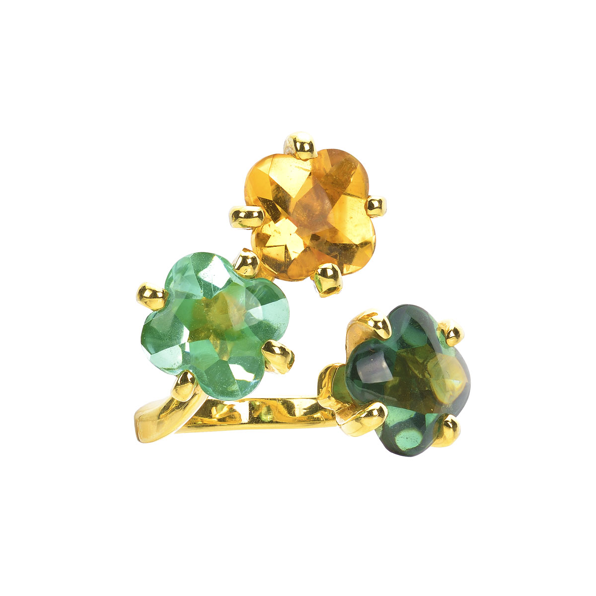 RING WITH SEMI-PRECIOUS STONES 18K YELLOW GOLD