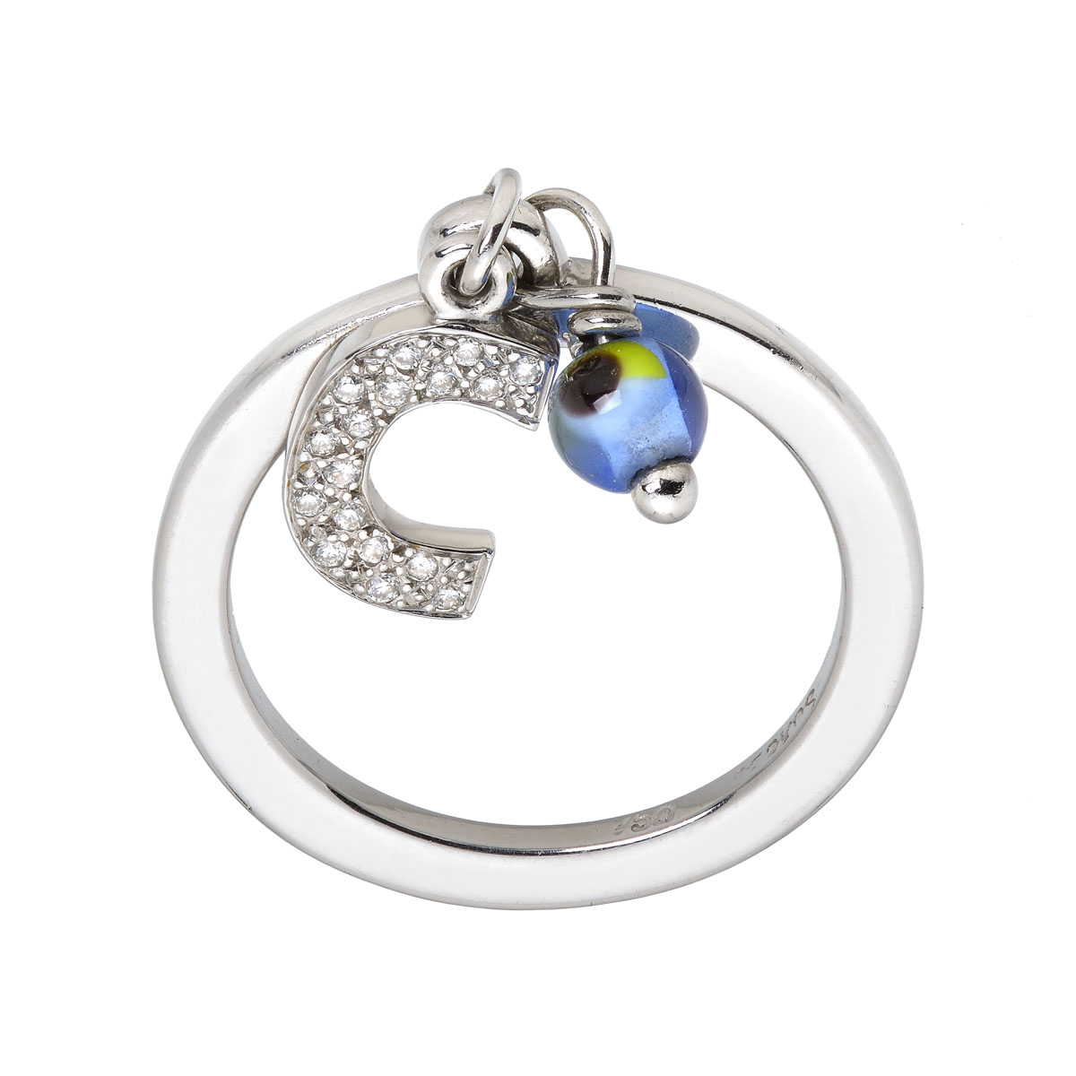 INITIAL -C- DIAMOND RING K18 WHITE GOLD