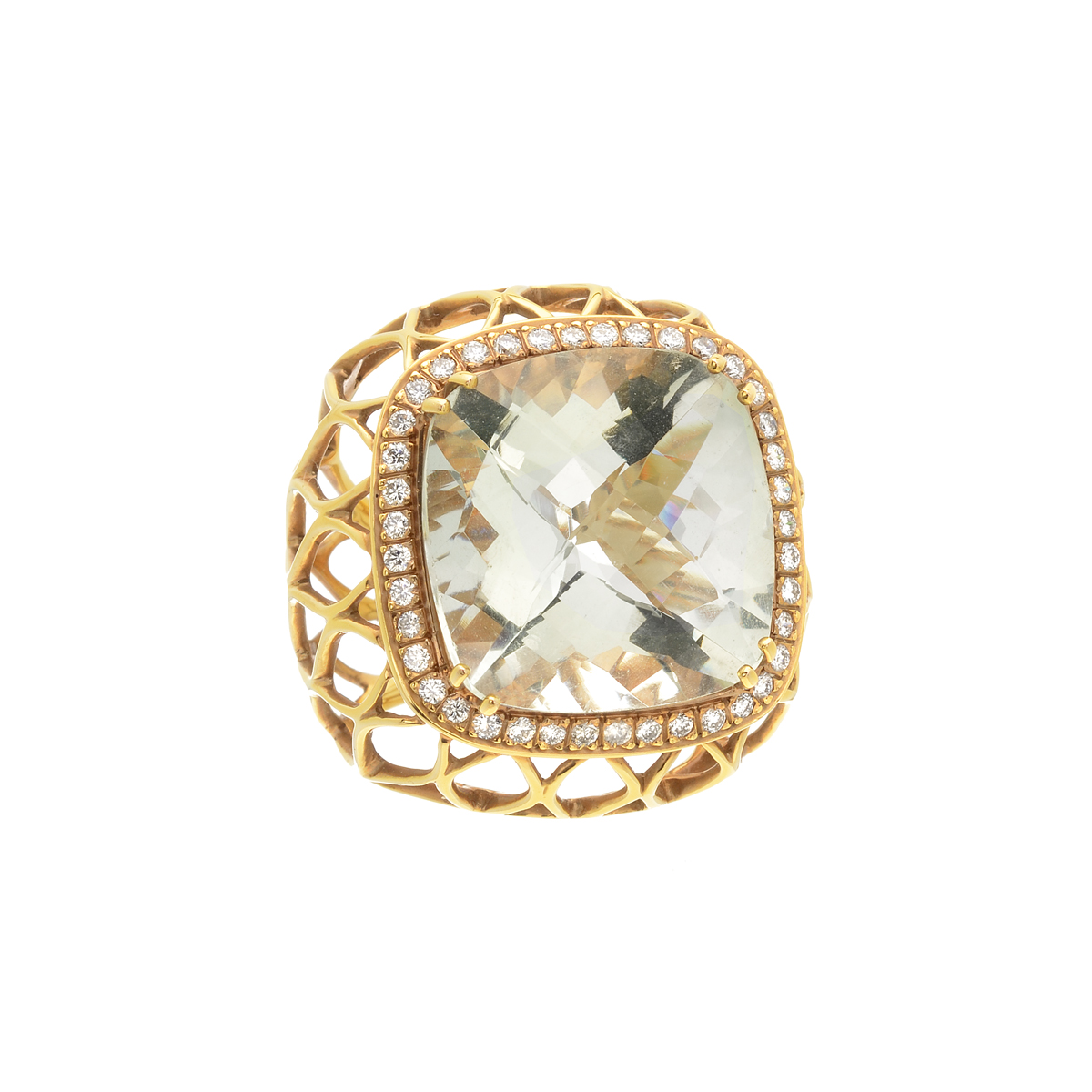 ROSE GOLD RING K18 WITH AMETHYST AND DIAMOND