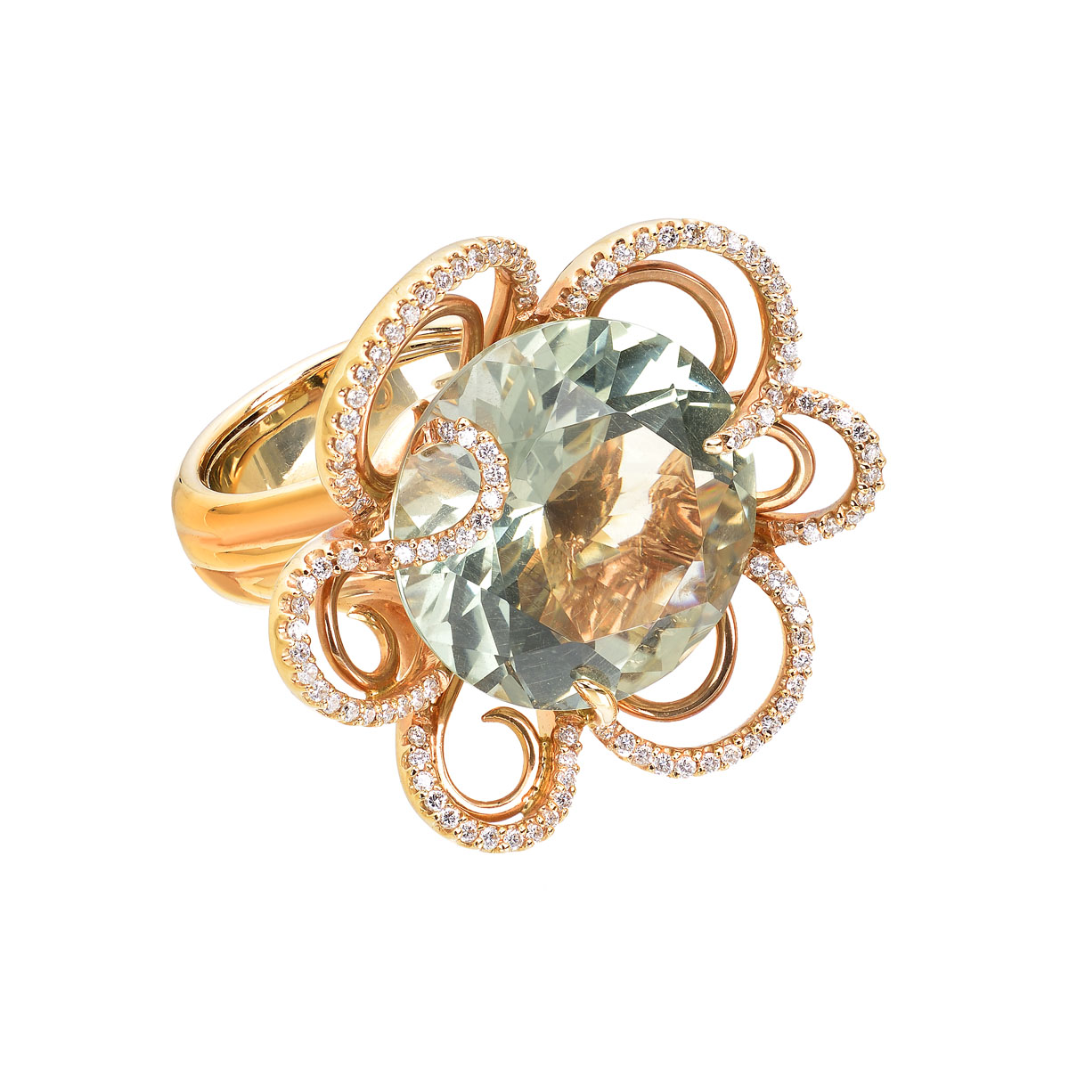 DIAMOND RING WITH AMETHYST 18K ROSE GOLD