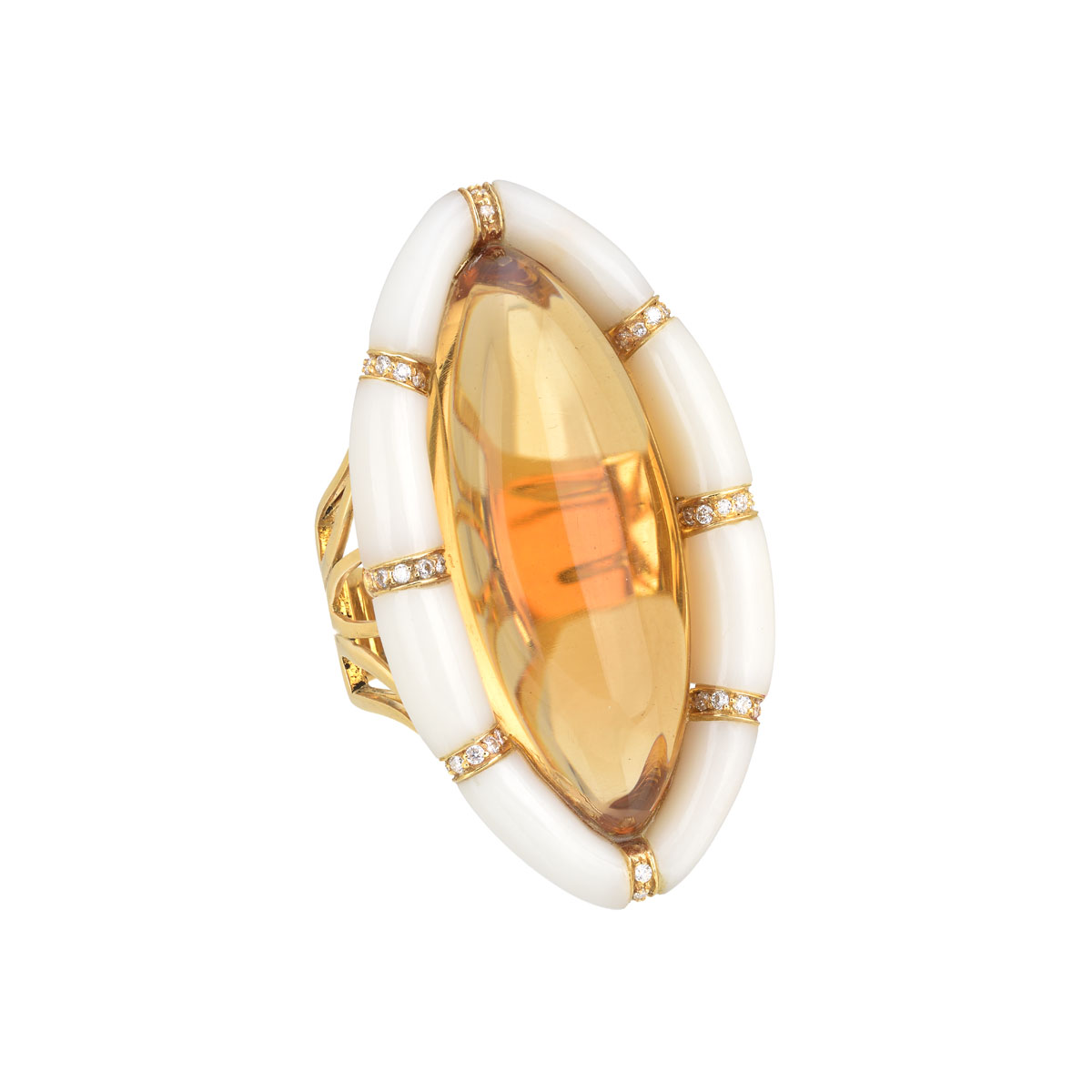 DIAMOND RING WITH SEMI-PRECIOUS STONES 18K YELLOW GOLD
