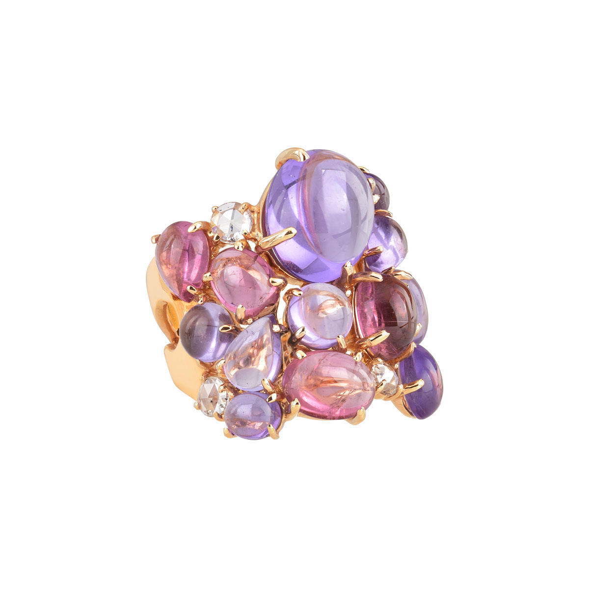DIAMOND RING WITH SEMI-PRECIOUS STONES 18K ROSE GOLD