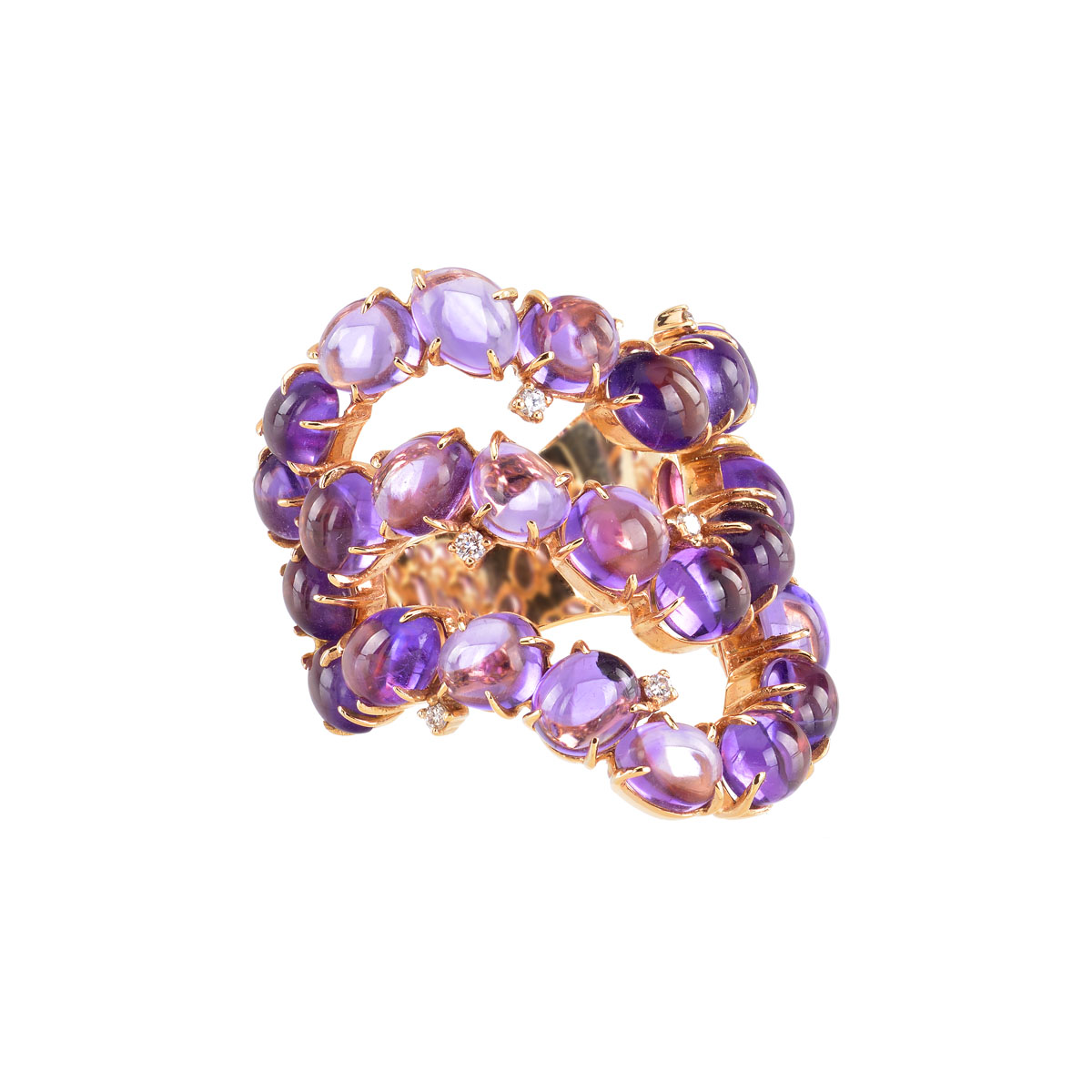 DIAMOND RING WITH AMETHYST 18K ROSE GOLD