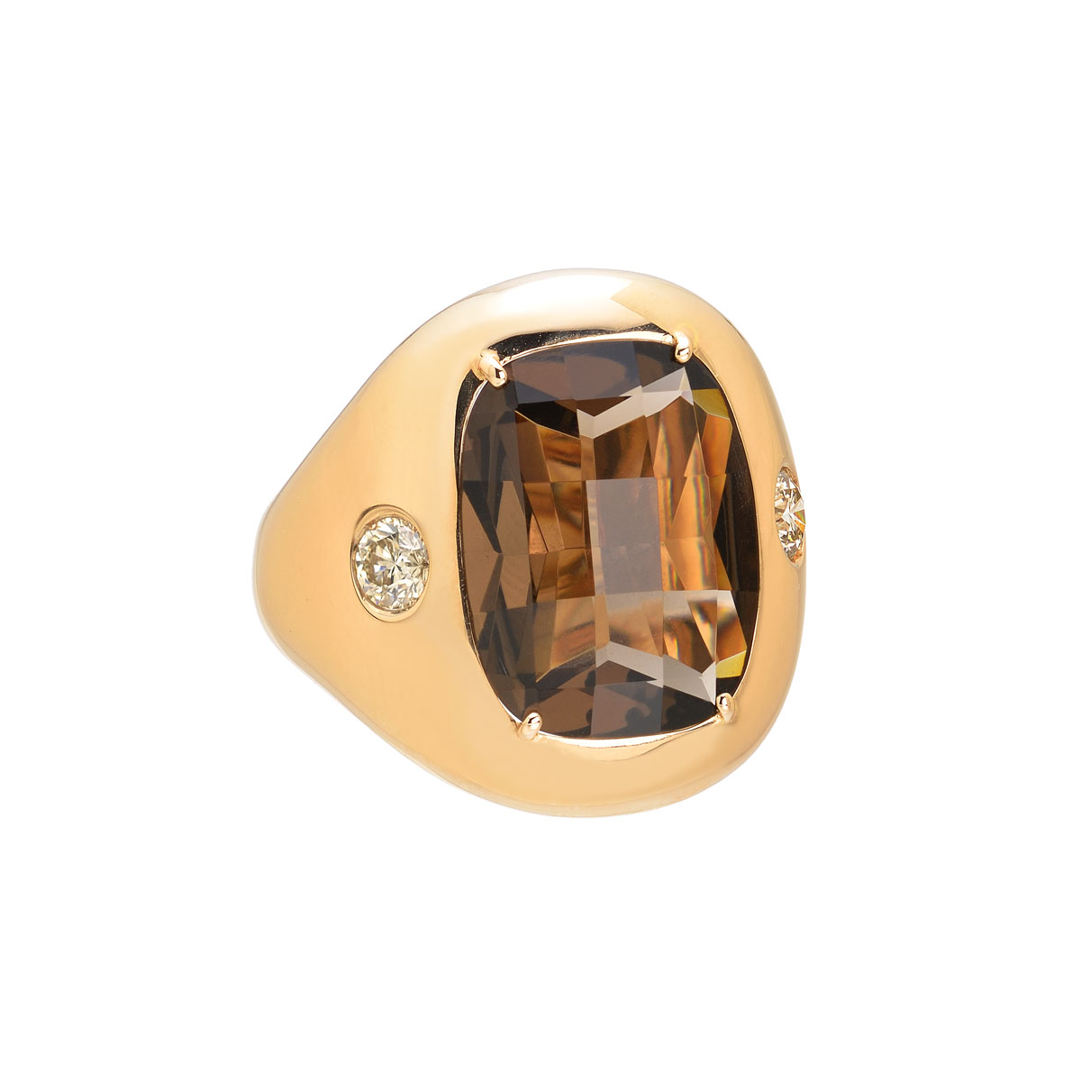DIAMOND RING WITH SEMI-PRECIOUS STONE 18K ROSE GOLD