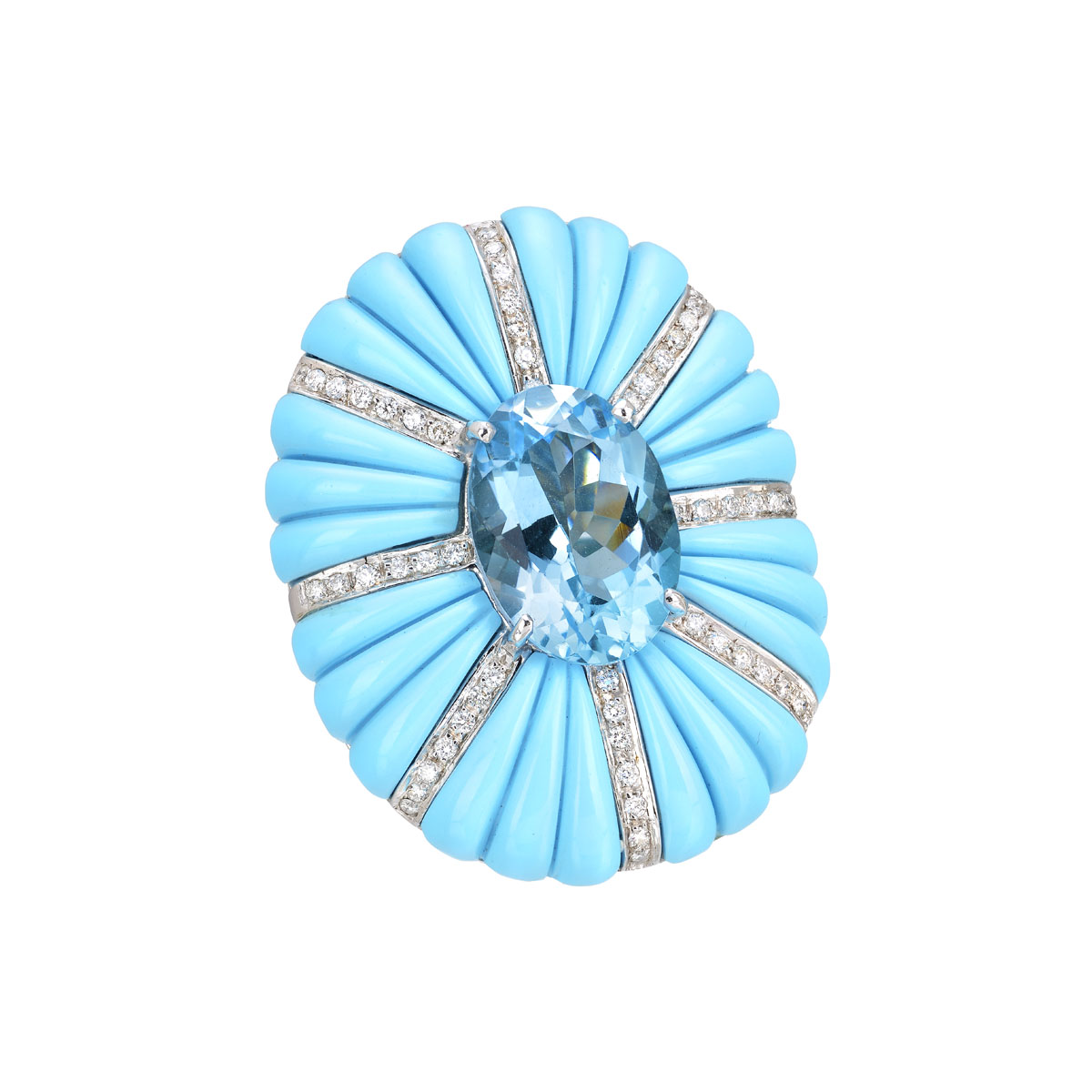 DIAMOND RING WITH BLUE TOPAZ 18K WHITE GOLD