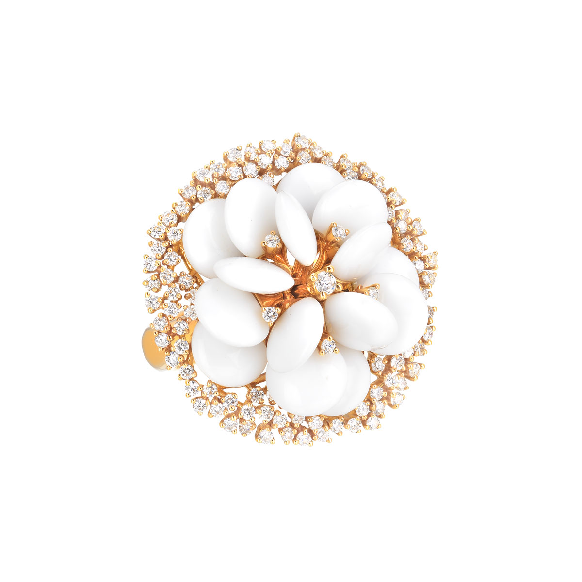 DIAMOND RING WITH AGATE 18K ROSE GOLD