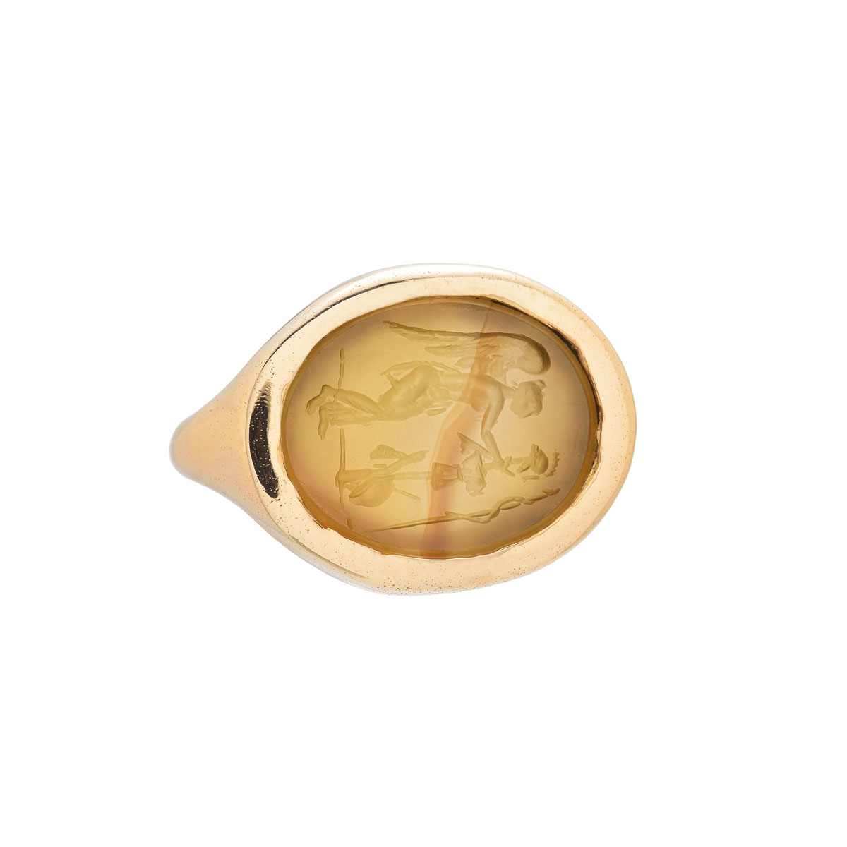 RING WITH AGATE K18 ROSE GOLD