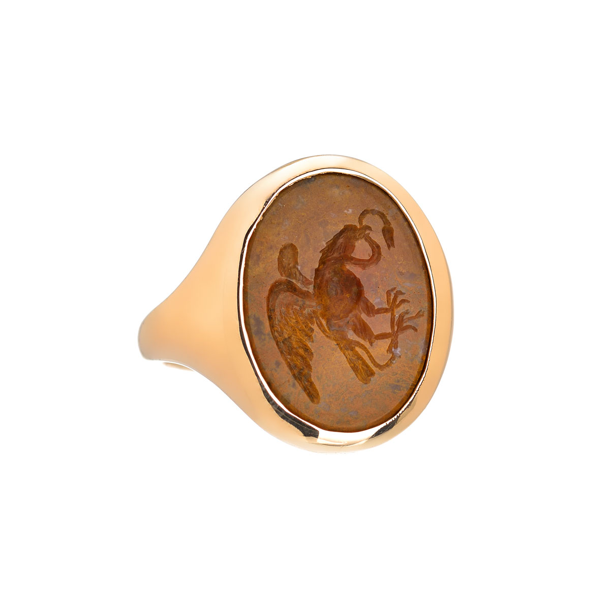 RING WITH AGATE K18 ROSE GOLD