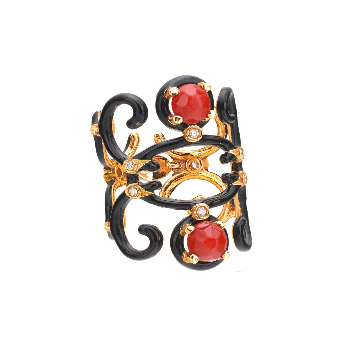 DIAMOND RING WITH SEMI-PRECIOUS STONES 18K ROSE GOLD