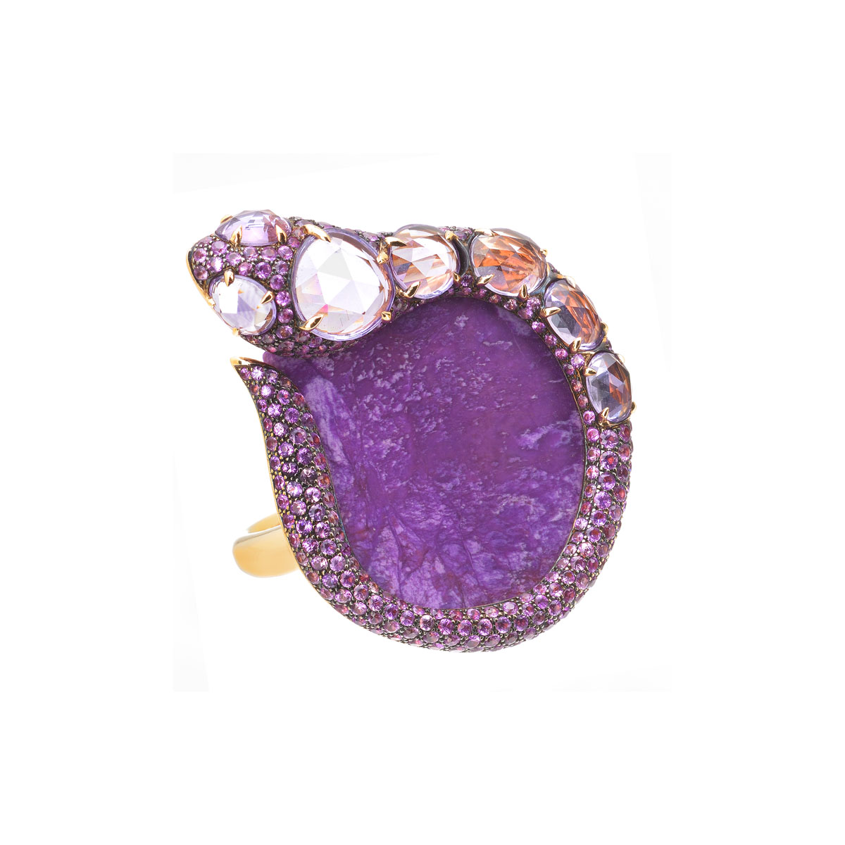 RING WITH SEMI-PRECIOUS STONES 18K ROSE GOLD