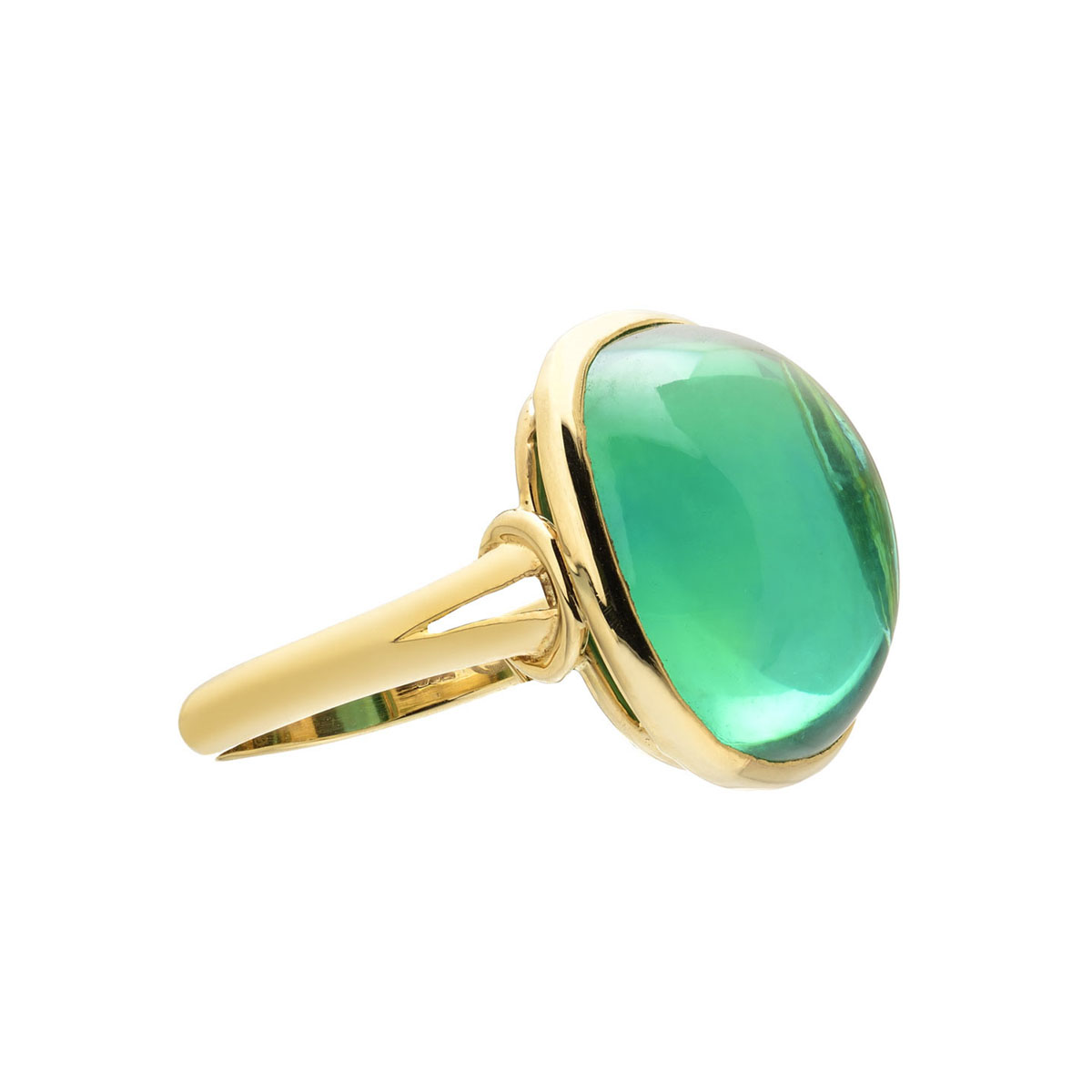 RING WITH GREEN SAPPHIRE K18 YELLOW GOLD