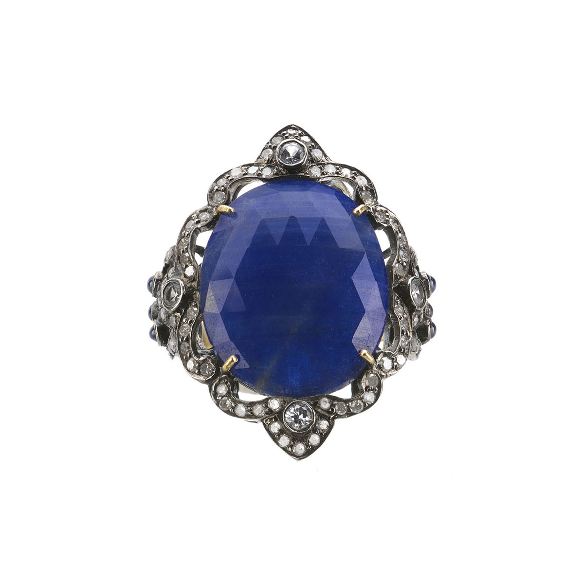 DIAMOND RING SILVER WITH SAPPHIRE
