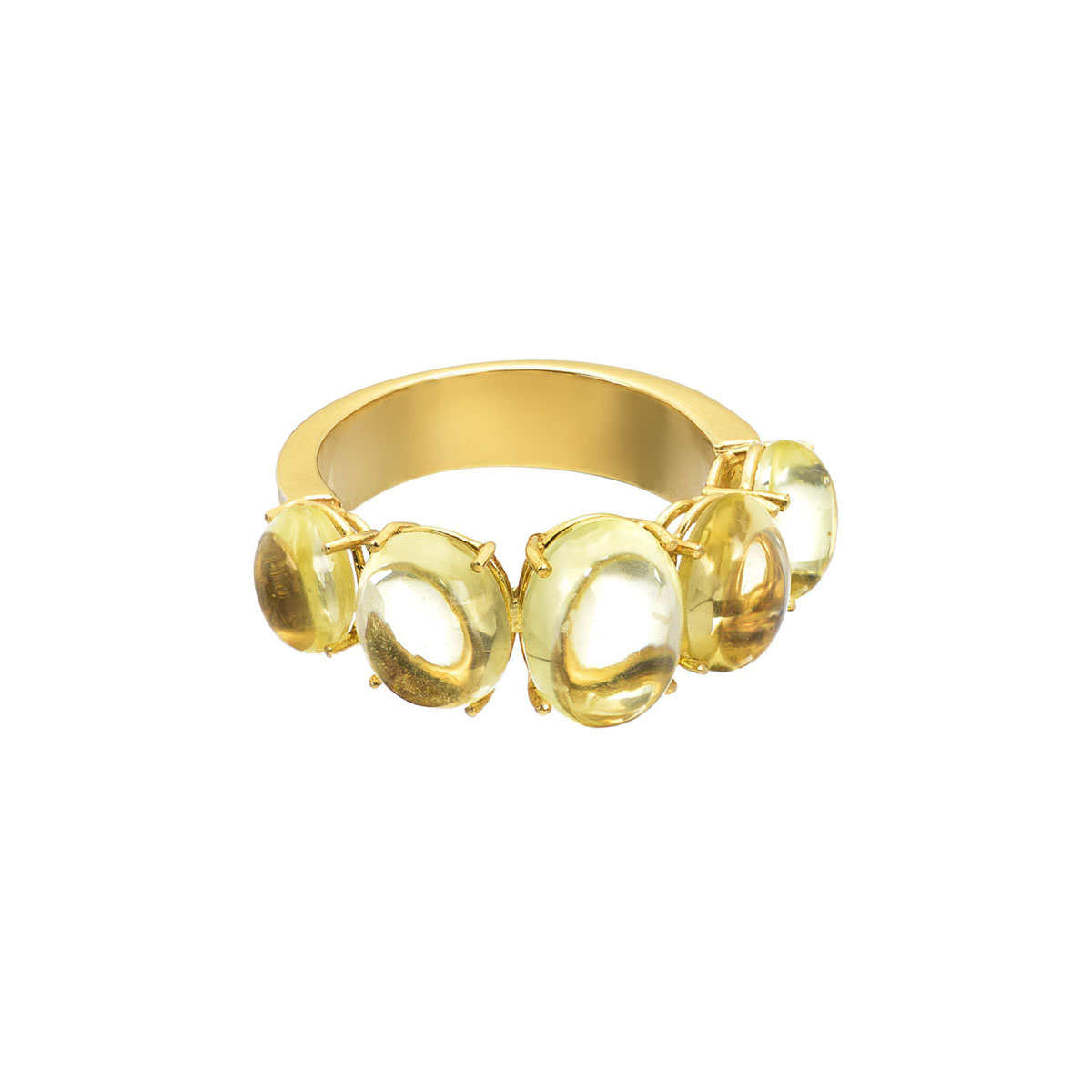 RING WITH SEMI-PRECIOUS STONES K18 YELLOW GOLD