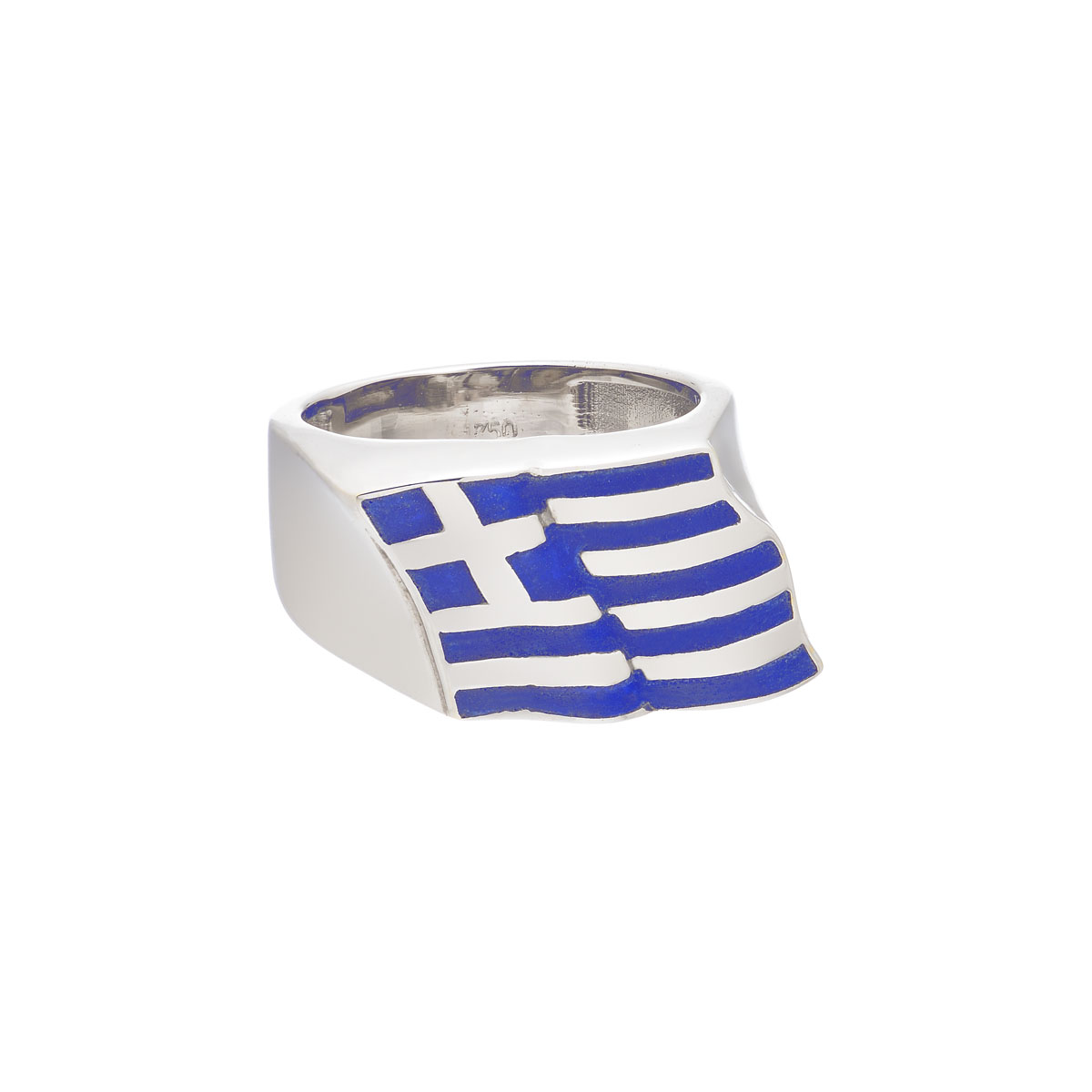GREEK FLAG RING 18K WHITE GOLD
