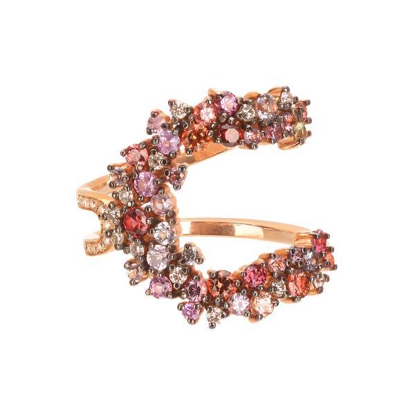 DIAMOND RING WITH SEMI-PRECIOUS STONES K18 ROSE GOLD