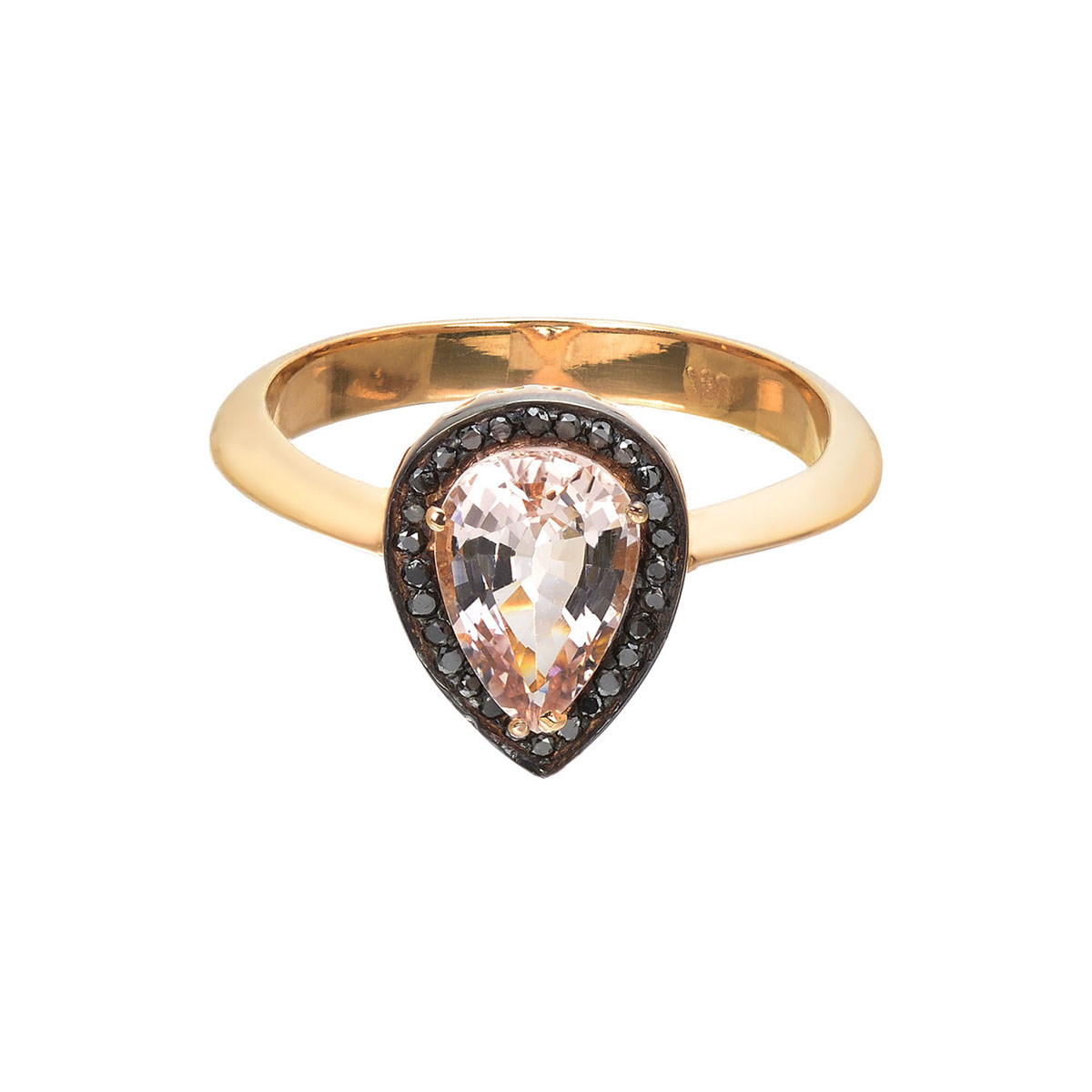 BLACK DIAMOND RING WITH SEMI-PRECIOUS STONES K18 ROSE GOLD