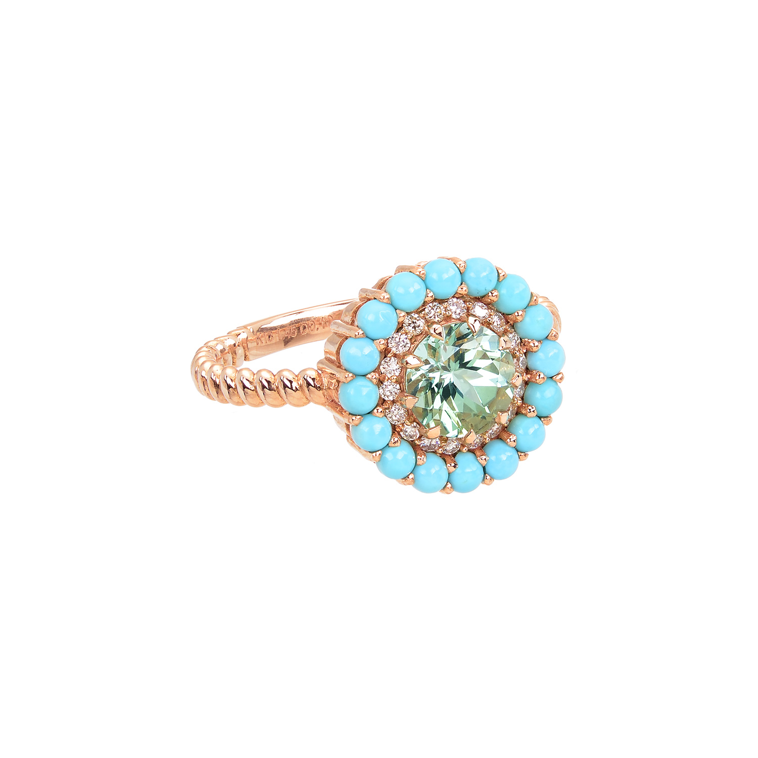 DIAMOND RING WITH SEMI-PRECIOUS STONES 18K ROSE GOLD