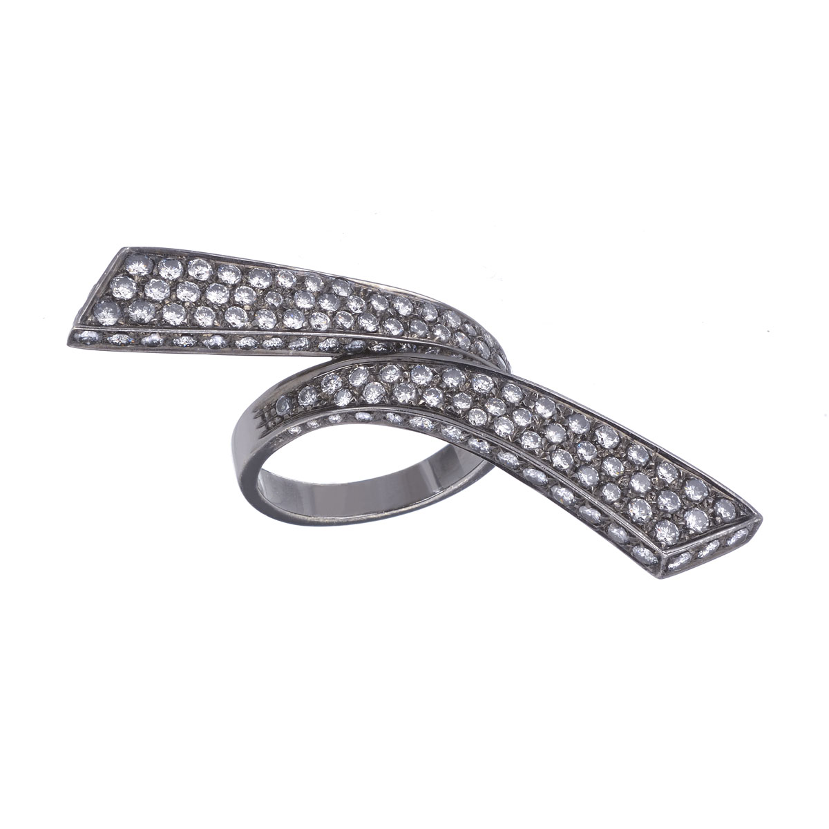 DIAMOND RING K18 BLACKENED GOLD