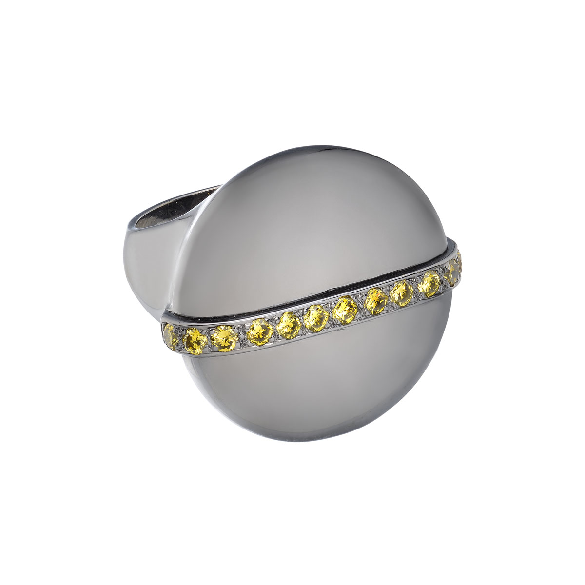 YELLOW DIAMOND RING 18K BLACKENED GOLD