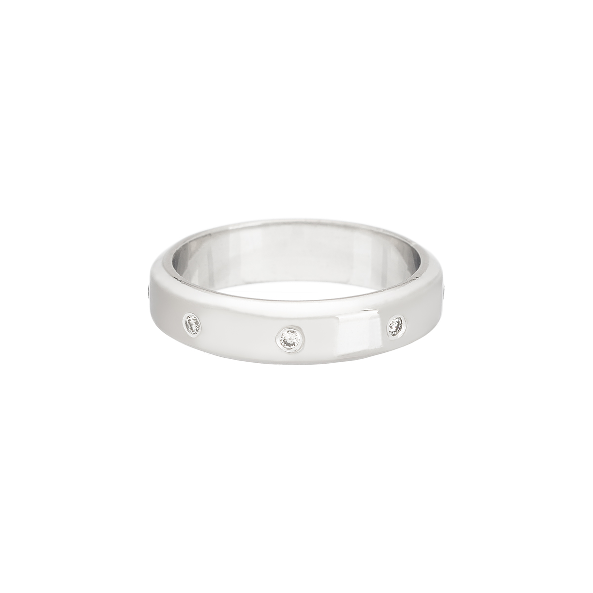 WHITE GOLD WEDDING RING K18 WITH DIAMONDS