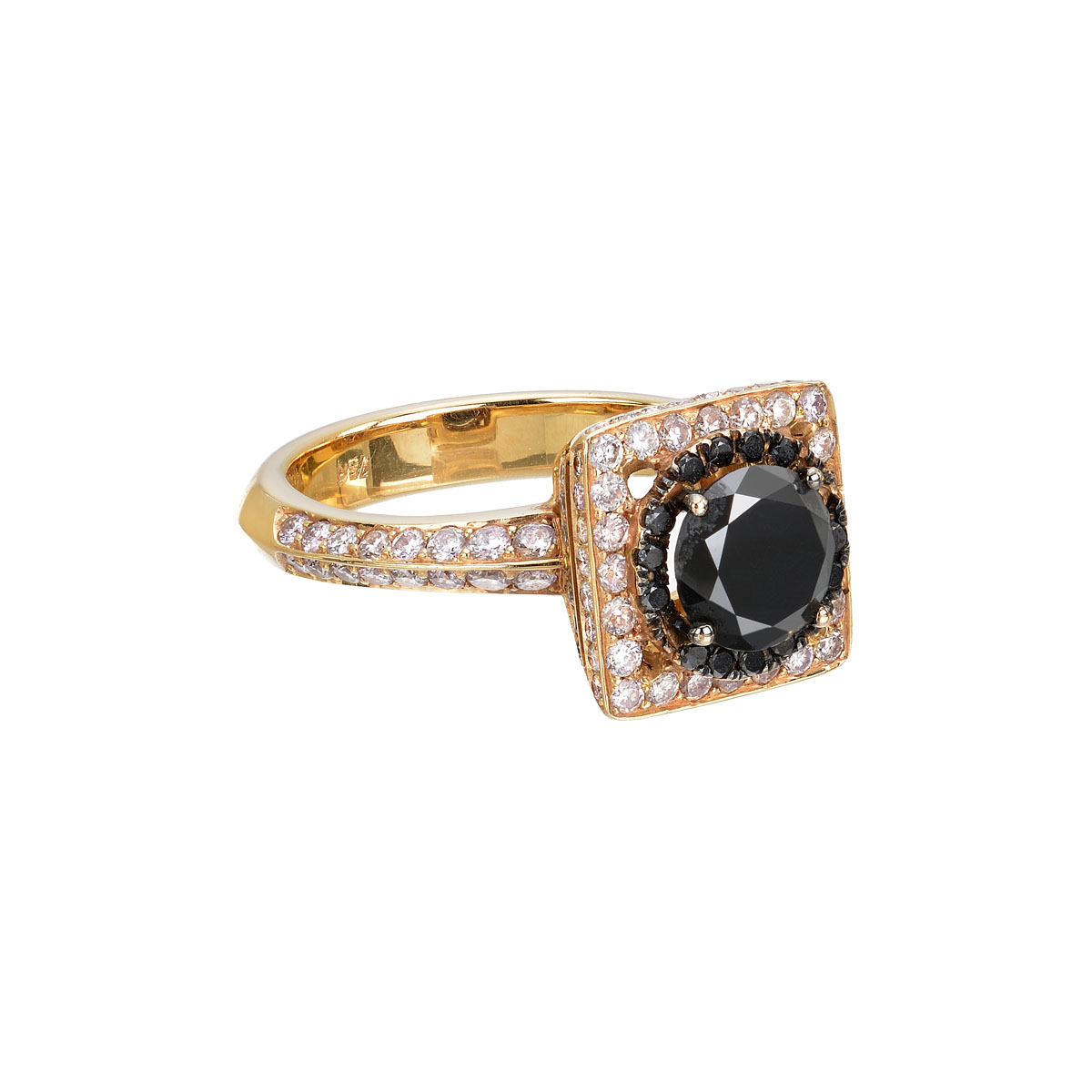 18K ROSE GOLD RING WITH BLACK DIAMONDS