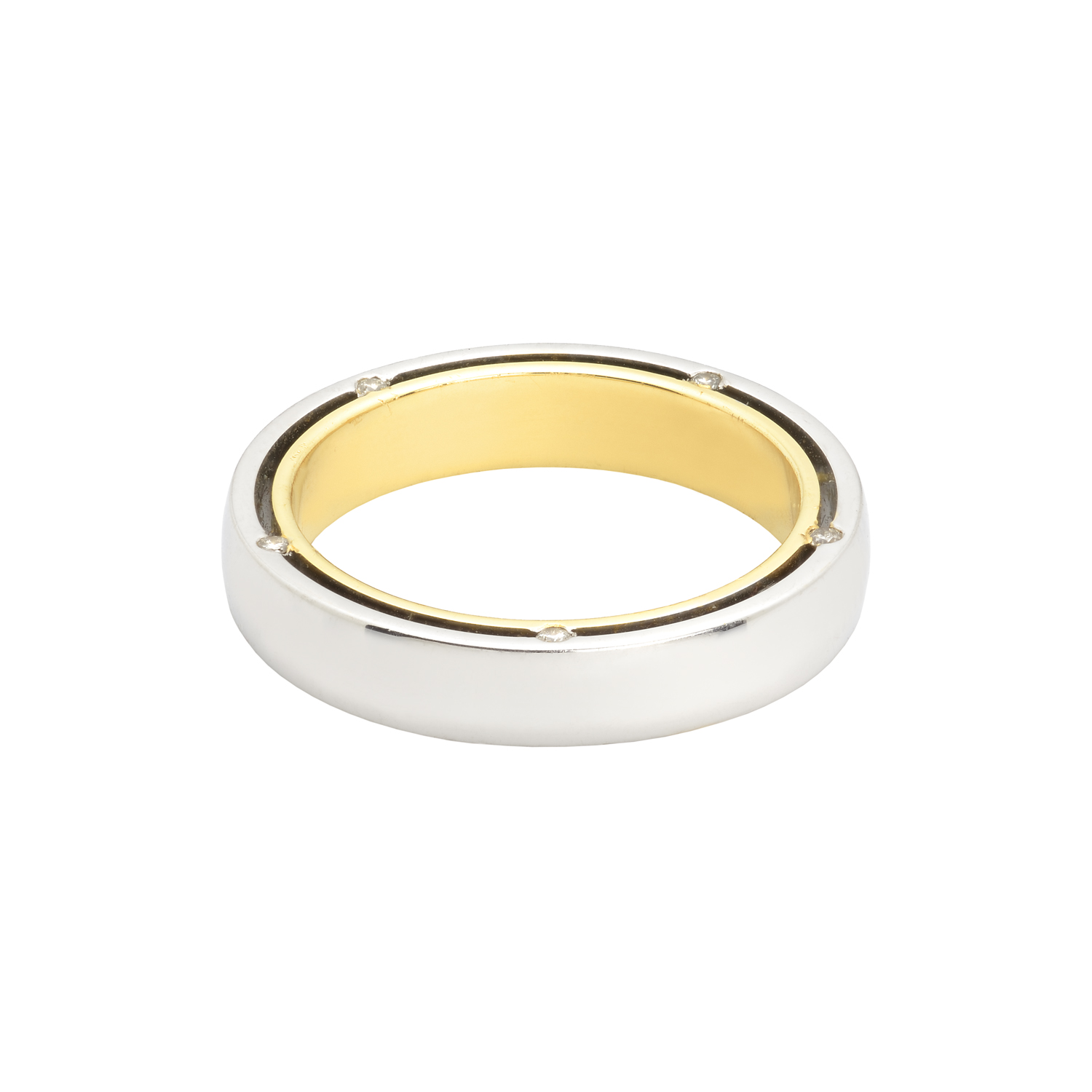 WHITE AND YELLOW WEDDING RING K18 WITH DIAMONDS