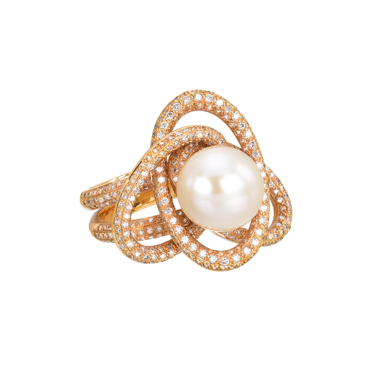 DIAMOND RING WITH PEARL 18K ROSE GOLD