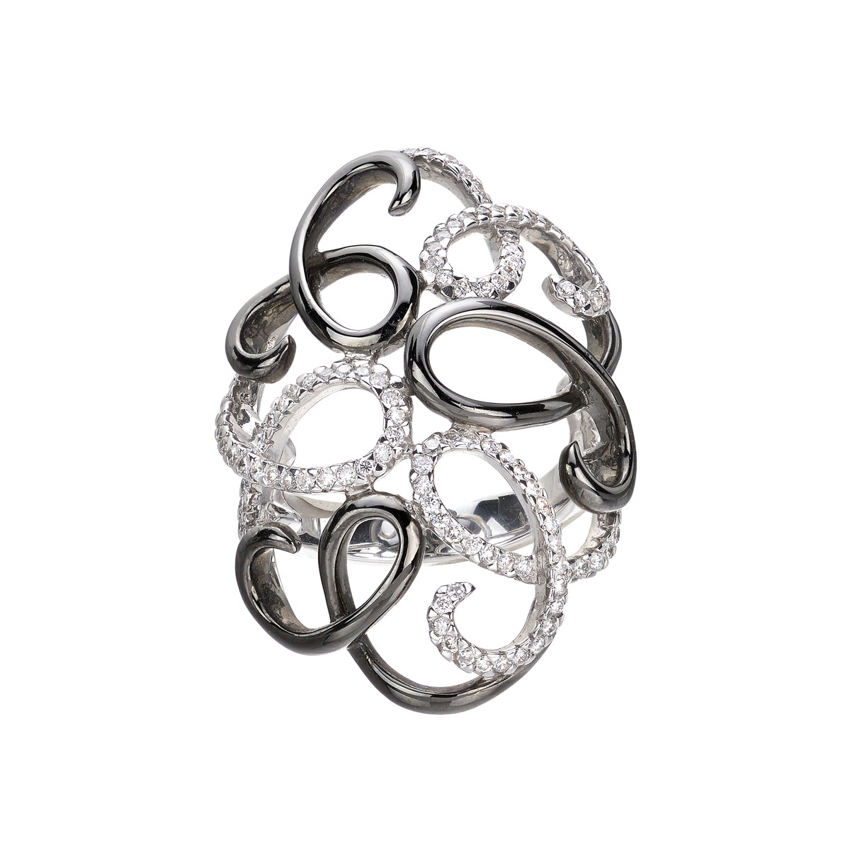 DIAMOND RING 18K WHITE & BLACK GOLD