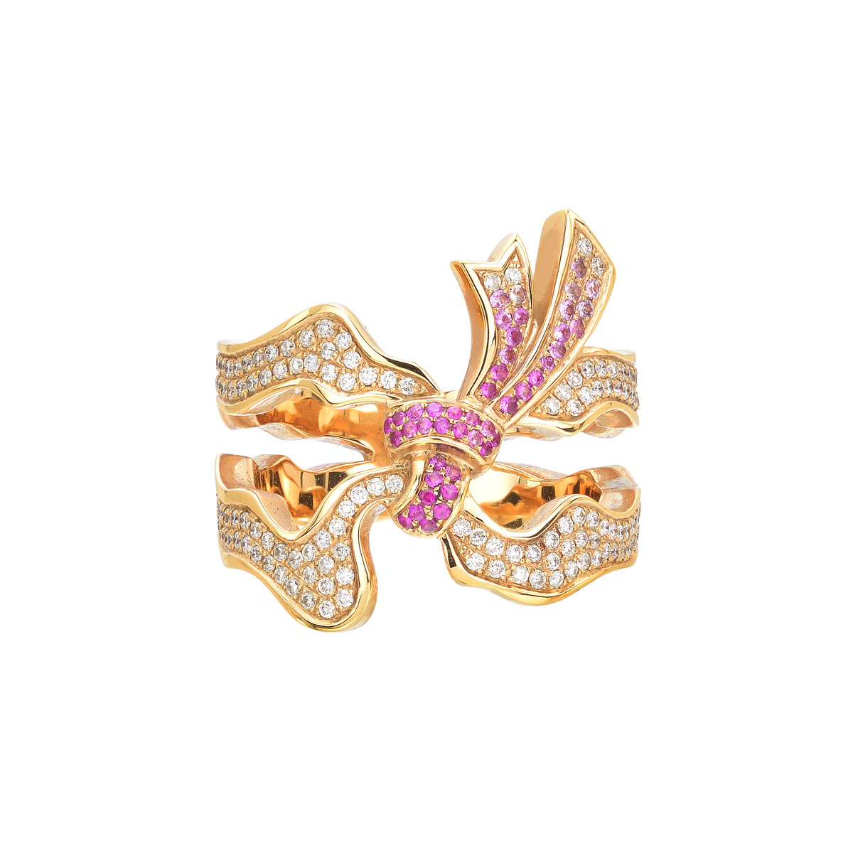 DIAMOND RING WITH SAPPHIRES 18K ROSE GOLD
