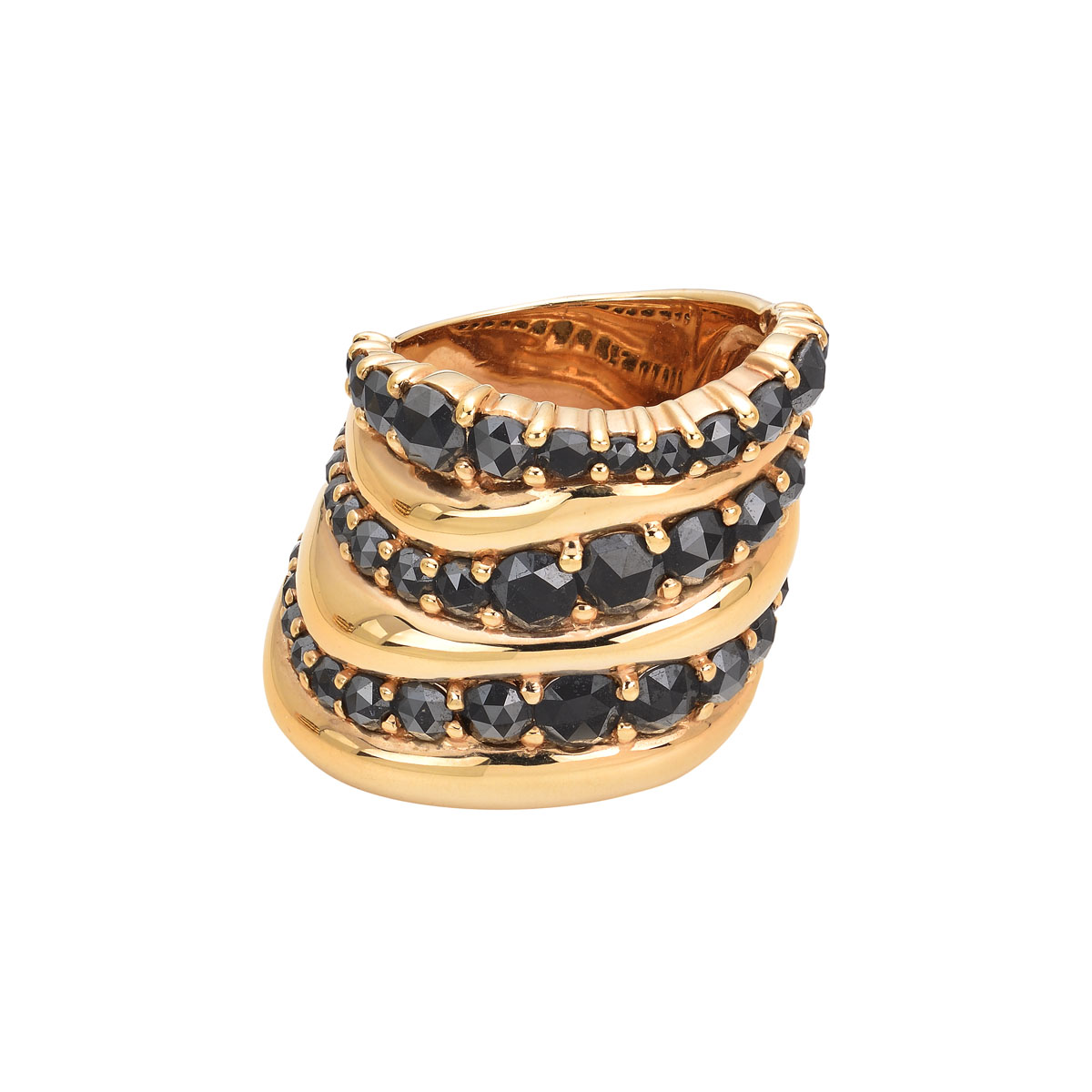 BLACK DIAMOND RING 18K ROSE GOLD