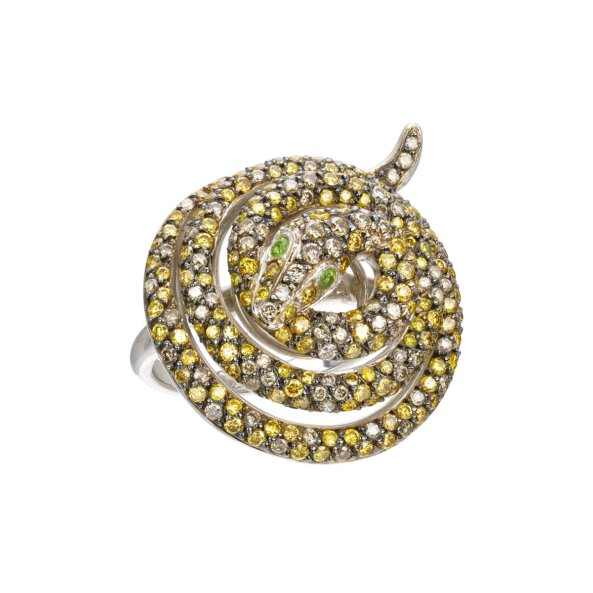 18K WHITE GOLD SNAKE DIAMOND RING