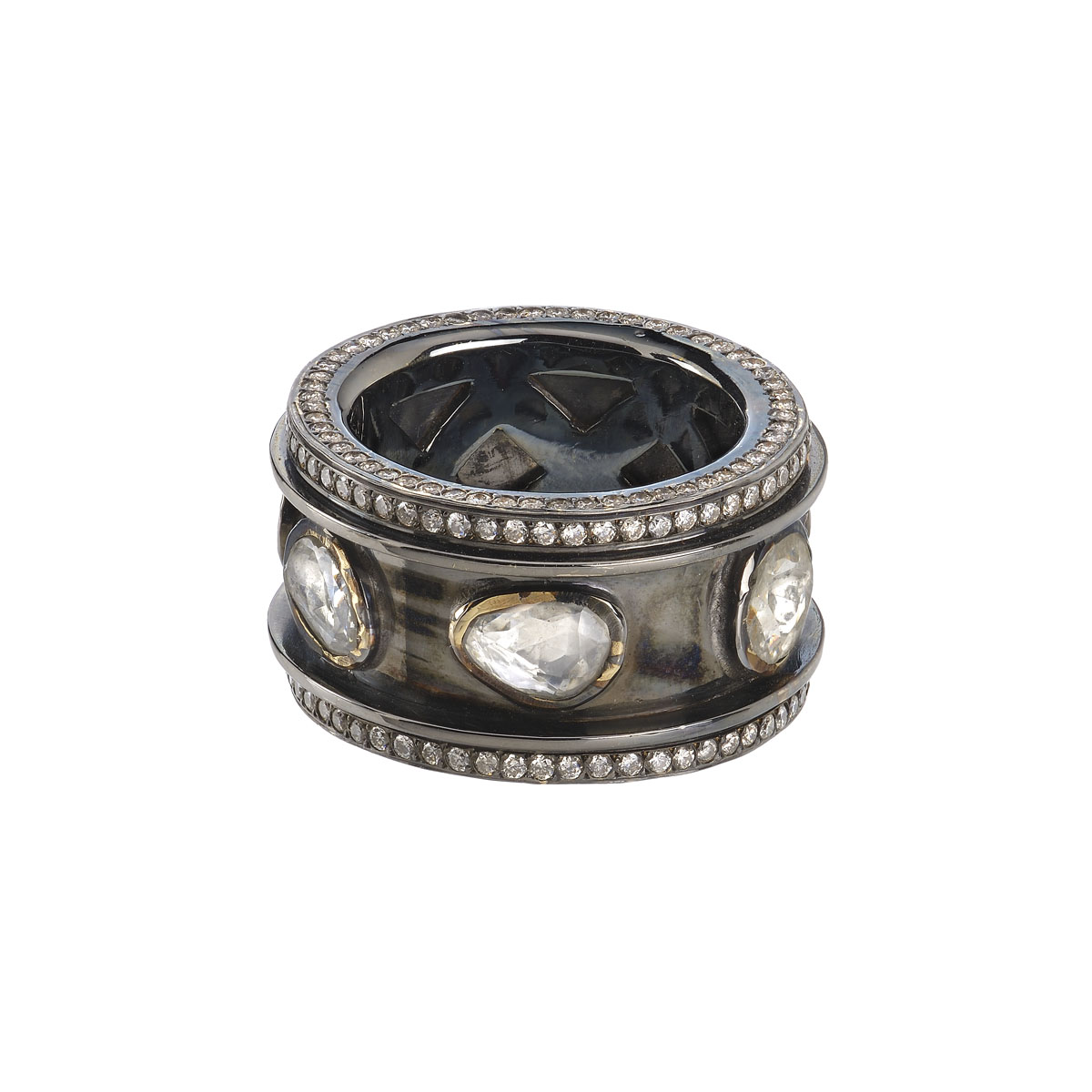 DIAMOND RING 18K BLACKENED GOLD