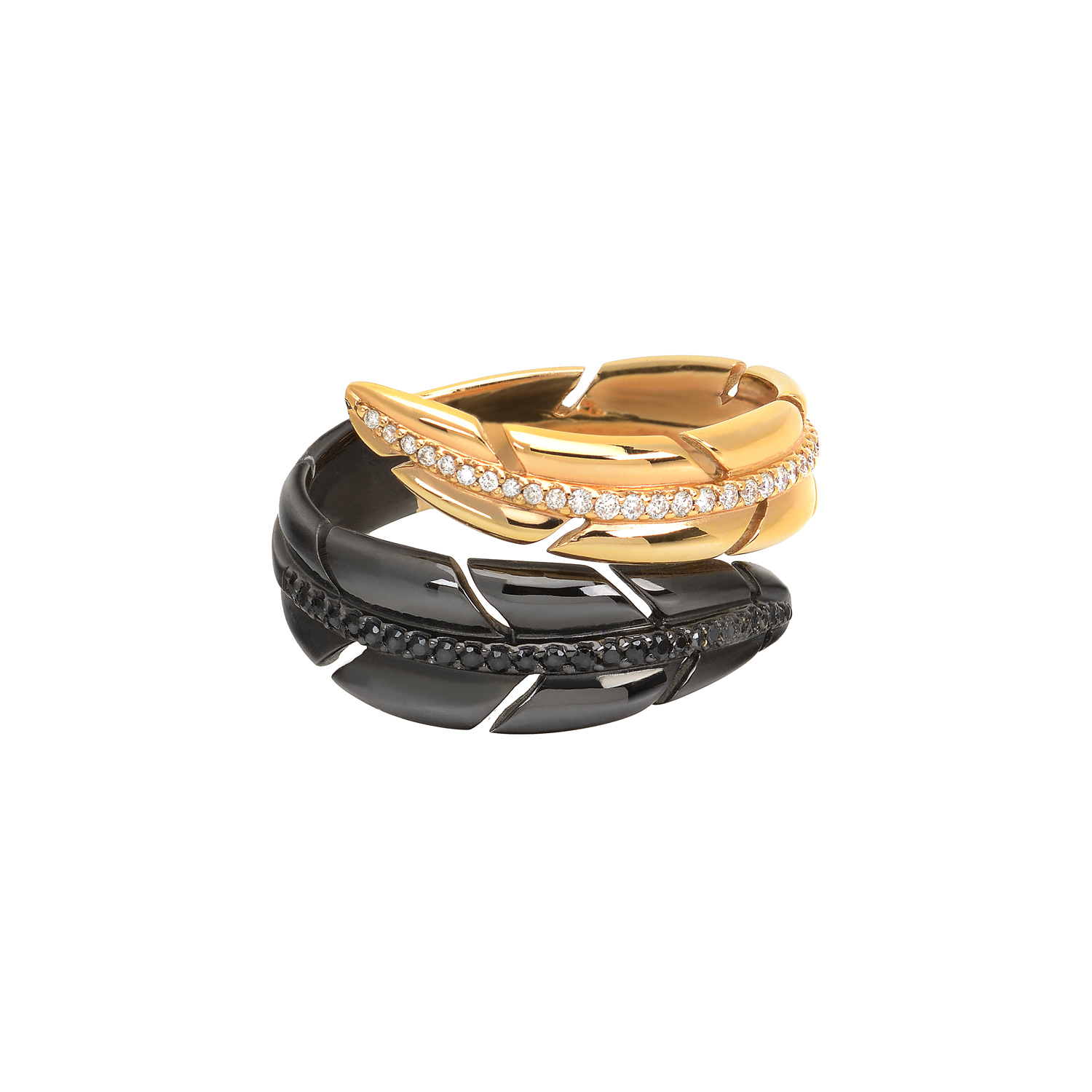K18 ROSE AND BLACK GOLD DIAMOND RING