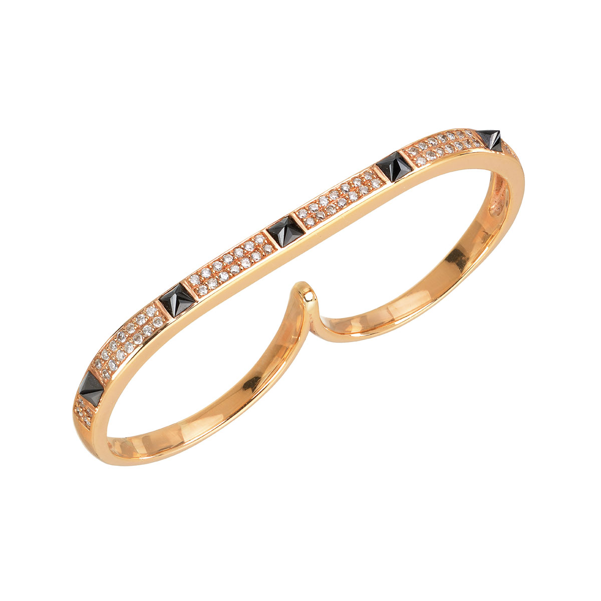 K18 ROSE GOLD WHITE AND BLACK DIAMOND RING