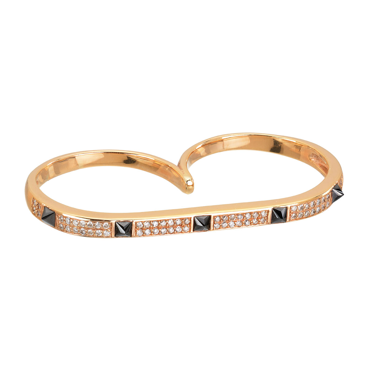 K18 ROSE GOLD WHITE AND BLACK DIAMOND RING