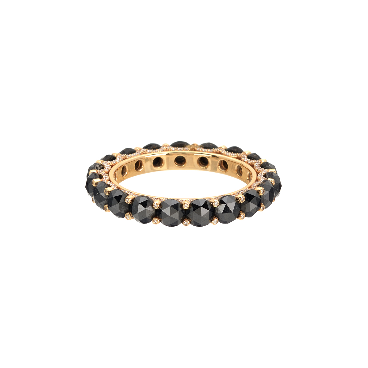 ROSE GOLD K18 RING WITH BLACK DIAMONDS
