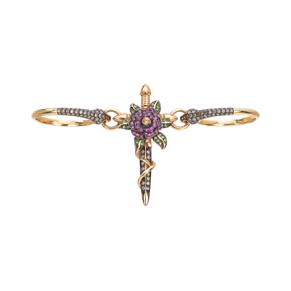 DIAMOND RING WITH SEMI-PRECIOUS STONES 18K ROSE GOLD