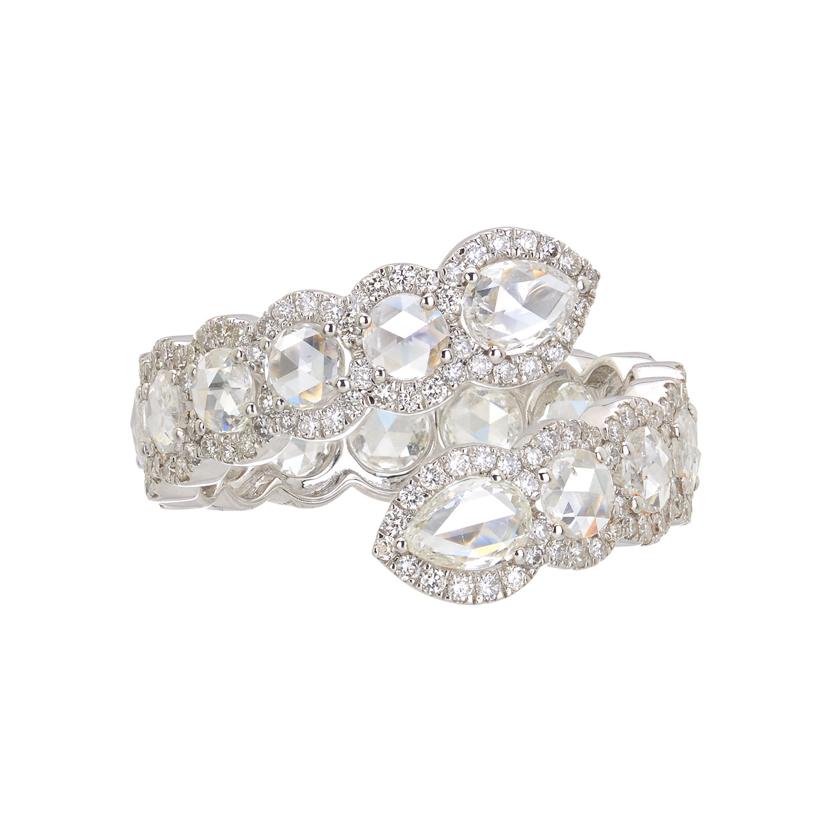 K18 WHITE GOLD HEART DIAMOND ETERNITY RING