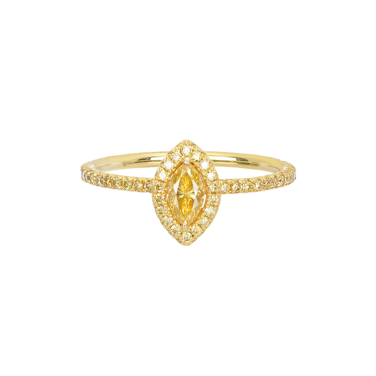 SOLITAIRE RING K18 GOLD WITH YELLOW DIAMONDS