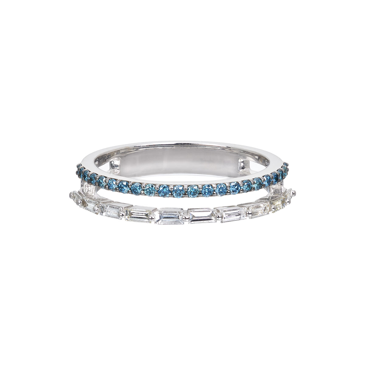 WHITE AND BLUE DIAMOND RING K18 WHITE GOLD