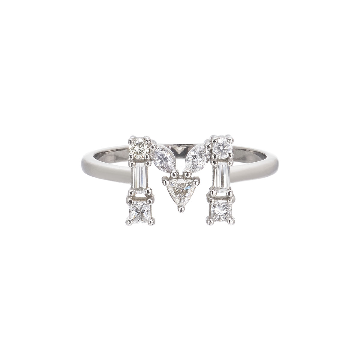 INITIAL -M- DIAMOND RING 18K WHITE GOLD